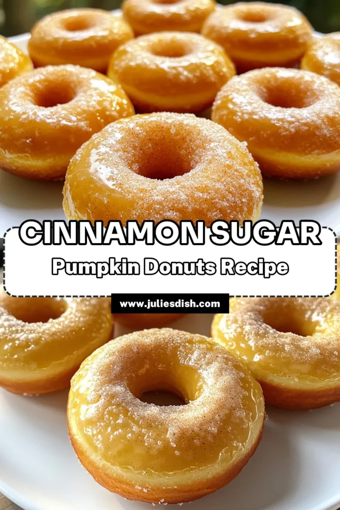 Indulge in the cozy flavors of fall with these delightful cinnamon sugar pumpkin donuts! Made with simple ingredients like pumpkin puree, spices, and a sweet glaze, these donuts are perfect for any occasion. They're easy to make and oh-so-tasty! Don't miss out on this delicious recipe that will leave your kitchen smelling heavenly. Click through to explore the full recipe and treat yourself today! #CinnamonSugarPumpkinDonuts #FallBaking #PumpkinRecipes #SweetTreats