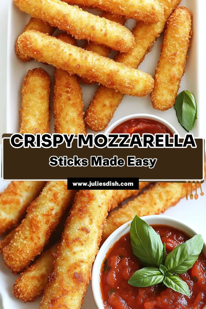 Satisfy your snack cravings with these Crispy Mozzarella Sticks! This simple recipe combines cheese sticks with a crunchy coating for a delicious treat that's perfect for parties or a movie night. Just freeze, bread, and air fry for golden perfection! Ready in about 45 minutes, you won't want to miss out. Click to explore the full recipe and impress your family and friends! #CrispyMozzarellaSticks #SnackIdeas #AirFryerRecipes #CheesyGoodness