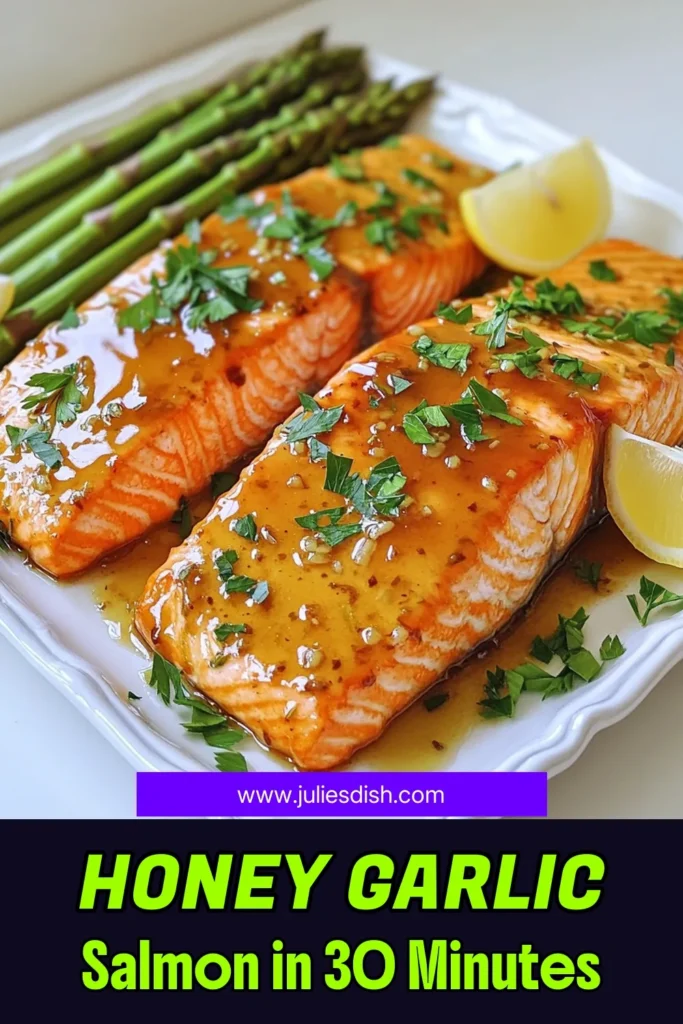 Savor the flavors of our Honey Garlic Salmon & Asparagus Delight, a quick and healthy dish ready in just 30 minutes! This easy recipe combines tender salmon and crisp asparagus drizzled with a delicious honey garlic marinade. Perfect for weeknight dinners or impressing guests! Click through to discover the full recipe and make meal time deliciously simple. #HoneyGarlicSalmon #HealthyEating #QuickRecipes #DinnerInspiration