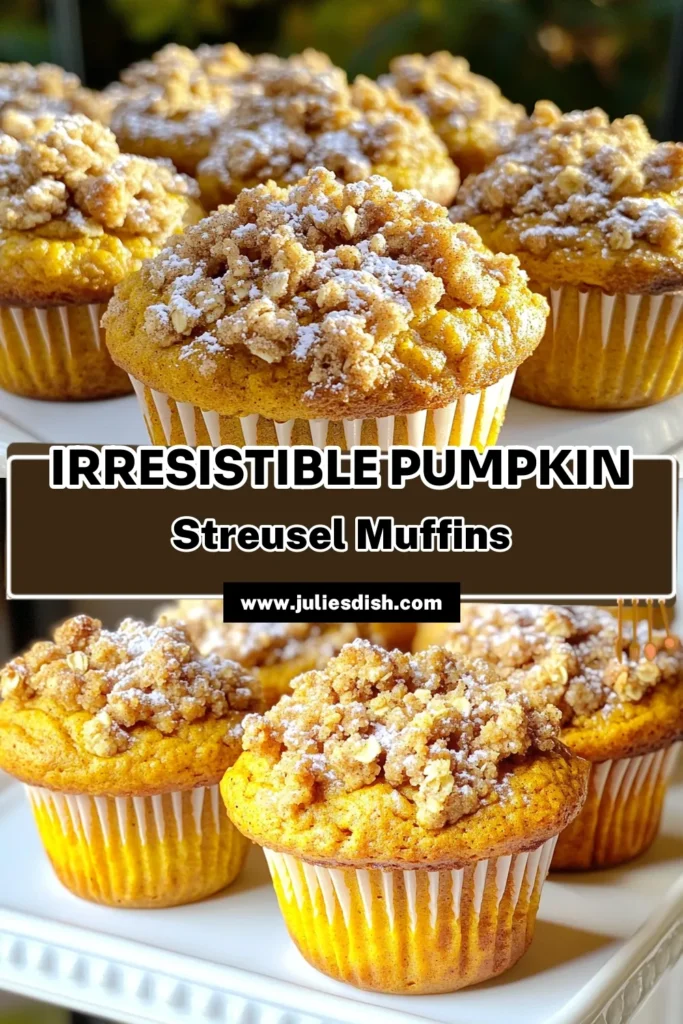 Indulge in the delightful flavors of autumn with these Pumpkin Streusel Muffins! Easy to make and perfect for any occasion, these muffins are packed with pumpkin puree and topped with a crunchy streusel that will make your taste buds dance. Get ready to fill your kitchen with the warm, inviting scents of cinnamon and nutmeg. Click through for the full recipe and enjoy a cozy baking experience today! #PumpkinMuffins #FallBaking #MuffinRecipe #PumpkinSpice