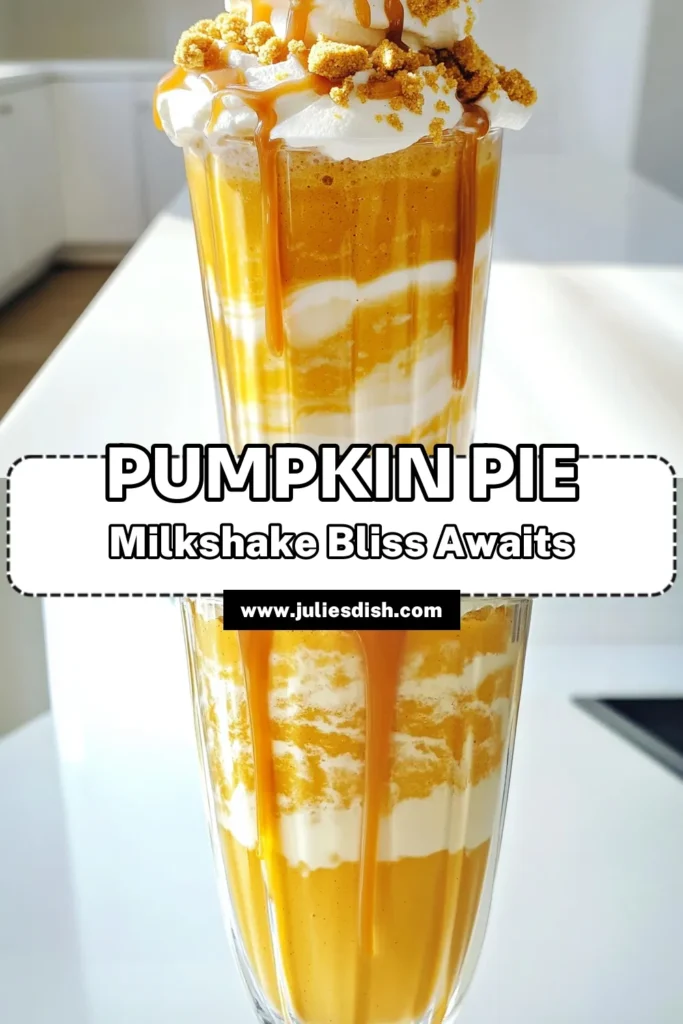 Indulge in the ultimate fall treat with this delicious Caramel Pumpkin Pie Milkshake! Made with creamy vanilla ice cream, rich pumpkin puree, and a hint of pumpkin pie spice, this milkshake is drizzled with decadent caramel and topped with whipped cream and crunchy graham cracker crumbs. Perfect for a cozy day, this recipe is a must-try. Click through to explore the full recipe and enjoy a sip of seasonal bliss! #PumpkinPie #MilkshakeRecipe #FallRecipes #CaramelDelight