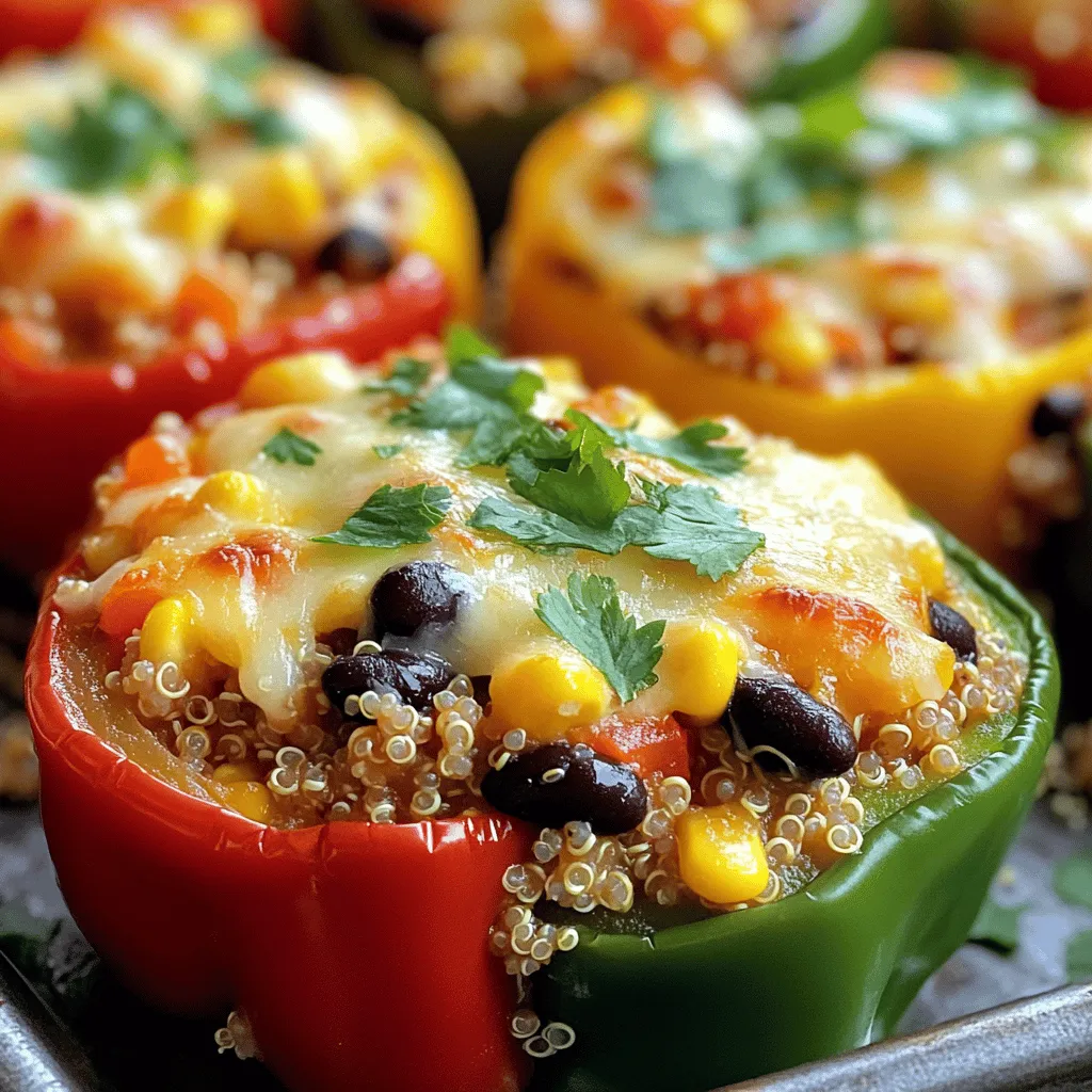 - 4 large bell peppers (red, yellow, or green), diced - 1 cup quinoa, rinsed - 1 can black beans (15 oz), rinsed and drained - 1 cup corn (fresh or frozen) - 1 cup diced tomatoes (with juice) - 1 teaspoon cumin - 1 teaspoon smoked paprika - Salt and pepper to taste - 2 cups shredded cheese (cheddar or a blend) - 1/4 cup fresh cilantro, chopped (optional for garnish) - 2 tablespoons olive oil Gathering fresh ingredients is key to a great dish. I love using large bell peppers for color and taste. You can pick red, yellow, or green. Each adds a unique flavor. Quinoa brings a nutty touch and is a perfect grain base. Black beans add protein and fiber, making the meal hearty. Corn gives a nice sweetness and crunch. Diced tomatoes add moisture and acidity. Spices like cumin and smoked paprika round out the flavors. Salt and pepper are must-haves for seasoning. Don't forget the cheese! I prefer a blend or cheddar, which melts beautifully. Lastly, fresh cilantro is optional but adds a bright finish if you like it. With these ingredients, you can create a dish that is both comforting and fun. You will impress your family and friends with this cheesy stuffed pepper casserole! - Preheat oven to 375°F (190°C). - In a large skillet, heat 2 tablespoons of olive oil over medium heat. - Add 4 diced bell peppers to the skillet. - Sauté for about 5 minutes, until they start to soften. - In the same skillet, add 1 cup of rinsed quinoa. - Add 1 can of black beans, 1 cup of corn, and 1 cup of diced tomatoes. - Stir in 1 teaspoon of cumin and 1 teaspoon of smoked paprika. - Season with salt and pepper to taste. - Mix everything well and cook for another 2-3 minutes. - Transfer the mixture to a greased 9x13 inch casserole dish. - Spread it evenly across the bottom. - Sprinkle 1 cup of shredded cheese over the top. - Cover the dish with aluminum foil. - Bake for 25 minutes. - After 25 minutes, remove the foil. - Bake for an additional 10-15 minutes until the cheese is bubbly and golden. You can swap quinoa for rice or couscous if you prefer. For beans, kidney or pinto beans work well too. If you want to change the cheese, try mozzarella for a milder taste or pepper jack for a spicy kick. There are many options to make this dish your own. To ensure even cooking, cut your bell peppers into similar sizes. This helps them cook at the same rate. When you bake, cover the dish with foil first. This keeps moisture in and helps the dish cook through. For cheese that melts perfectly, use a mix of cheeses. Shredded cheese blends melt better than blocks. Pair your casserole with a fresh salad or some crusty bread. A light vinaigrette salad complements the rich flavors. For garnishes, fresh cilantro adds a pop of color and flavor. You can also sprinkle some green onions on top for extra crunch. {{image_2}} You can easily adapt this casserole to fit your diet. For a vegan version, swap regular cheese for plant-based cheese. It melts well and keeps the cheesy flavor. For gluten-free options, ensure your quinoa is labeled gluten-free. You can also use brown rice if you prefer. Want to spice things up? Add jalapeños or other hot peppers for a kick. You can also mix in herbs like oregano or basil. These herbs add freshness and depth to your dish. Feel free to experiment with spices like chili powder or garlic powder too. This casserole is great for adding your favorite proteins. Ground turkey or beef blends well into the mix. If you want a lighter dish, try adding more veggies. Chopped spinach, zucchini, or mushrooms work nicely. You can even toss in a mix of your favorite vegetables for extra nutrition. To keep your Cheesy Stuffed Pepper Casserole fresh, store it in the fridge. Place the leftovers in an airtight container. Make sure to seal it well to keep moisture from getting in. This dish stays good for about 3 to 4 days in the refrigerator. You can reheat your casserole in two ways: the oven or the microwave. If you want the cheese to stay nice, use the oven. Preheat it to 350°F (175°C) and warm the casserole for about 15-20 minutes. Cover it with foil to avoid drying out. If you're in a hurry, the microwave works too. Heat it in 1-minute bursts, checking often. Just remember, the cheese might not be as gooey. You can freeze Cheesy Stuffed Pepper Casserole before or after baking. To freeze before baking, wrap the dish tightly with plastic wrap and then foil. This helps keep it fresh. If you want to freeze it after baking, let it cool first. Then, store it in a freezer-safe container. When you're ready to eat, thaw it in the fridge overnight. Bake it at 350°F (175°C) for about 30-40 minutes until it's hot. Cheesy Stuffed Pepper Casserole stays fresh for about 3 to 5 days in the fridge. Store it in an airtight container to keep it tasty. If you want to enjoy it longer, consider freezing it. Yes, you can make this dish ahead of time. Prepare the casserole up to the baking step and cover it. Store it in the fridge for up to 24 hours. When you're ready, just bake it as directed. This makes meal prep easy! You can pair this casserole with several sides. Here are some tasty options: - Salad: A fresh green salad with vinaigrette adds crunch. - Rice or Quinoa: Serve alongside to soak up extra sauce. - Guacamole: This creamy dip complements the flavors well. - Sour Cream: A dollop adds richness and coolness. - Beverages: Try a light beer or a fruity soda for a fun pairing. Feel free to mix and match these ideas to create your perfect meal! In this blog post, we explored a delicious Cheesy Stuffed Pepper Casserole, from ingredients to storage. You learned how to prepare this dish step by step. We shared tips on substitutes and cooking methods to make it your own. Plus, you found ways to customize it for different diets and flavors. Enjoying this recipe can bring joy to your meals. Remember, cooking is fun and allows you to get creative! Try out these ideas and share your own twists on this tasty dish.