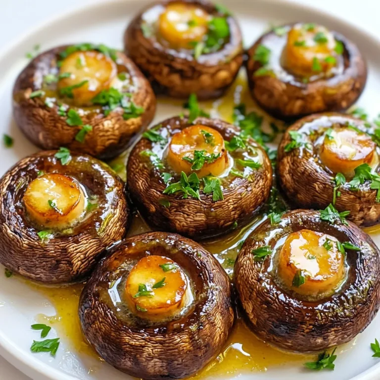 - 400g baby portobello mushrooms, cleaned and stems trimmed - 4 tablespoons unsalted butter, melted - 4 cloves garlic, minced - 1 tablespoon fresh thyme leaves (or 1 teaspoon dried thyme) - ½ teaspoon salt - ¼ teaspoon black pepper - 1 tablespoon fresh parsley, chopped (for garnish) You can swap the baby portobello mushrooms for other types. White button mushrooms work well. If you want a richer flavor, try shiitake mushrooms. For the unsalted butter, you can use olive oil for a vegan option. You might also try other herbs, like oregano or rosemary, if you don’t have thyme. Using fresh herbs gives a bright flavor. Fresh thyme adds a nice touch to the dish. Dried thyme also works, but use less. Dried herbs are stronger. Use about one-third of the amount. Fresh herbs enhance the taste more than dried ones in this recipe. First, set your air fryer to 200°C (390°F). Preheat it for about 5 minutes. This step helps cook the mushrooms evenly and keeps them juicy. In a large bowl, mix the melted butter, minced garlic, thyme, salt, and pepper. Stir well to make a smooth garlic butter sauce. This sauce is what makes the mushrooms so tasty. Next, add the cleaned portobello mushrooms to the bowl. Toss them gently in the garlic butter sauce. Make sure each mushroom is well-coated. After that, place them in the air fryer basket. Arrange them in a single layer. Do not overcrowd the basket. This helps them cook evenly. Air fry the mushrooms for 8 to 10 minutes. Shake the basket halfway through cooking. This helps the mushrooms brown nicely. When done, they should be golden brown and tender. Carefully take them out and place them on a serving plate. Drizzle any leftover garlic butter sauce over the mushrooms and sprinkle with chopped parsley for a fresh touch. To cook mushrooms just right, start with fresh baby portobello mushrooms. Clean them well and trim the stems. This keeps them tender and tasty. Set your air fryer to 200°C (390°F) before cooking. Preheating helps them cook evenly. When you arrange the mushrooms, make sure they are in a single layer. This way, they won’t steam. Shake the basket halfway through cooking to ensure all sides get crispy. Aim for 8-10 minutes of cooking for golden brown results. One common mistake is overcrowding the air fryer. If you fill the basket too much, the mushrooms will not cook evenly. Another issue is not preheating the air fryer. This can lead to mushy mushrooms instead of crisp ones. Always coat the mushrooms well with the garlic butter sauce. If you skip this, they will lack flavor. Lastly, don’t skip the fresh herbs. They really boost the taste. You can add more to your mushrooms for extra flavor. Try a dash of red pepper flakes for some heat. A sprinkle of lemon juice right before serving adds brightness. If you like it cheesy, sprinkle some grated Parmesan on top after cooking. Fresh herbs like basil or oregano can also mix in well. Don’t be afraid to experiment with flavors you love! {{image_2}} You can use many types of mushrooms in this recipe. Baby portobello mushrooms are great, but consider these options: - Cremini mushrooms: They are similar to portobellos but smaller. - Button mushrooms: These are mild and easy to find. - Shiitake mushrooms: They add a rich, earthy flavor. - Oyster mushrooms: These have a unique texture and taste. Each type brings a new flavor and texture. Experiment to find your favorite! You can easily boost the flavor of your garlic butter mushrooms. Here are some ideas: - Add a pinch of red pepper flakes for heat. - Squeeze fresh lemon juice for brightness. - Toss in some grated Parmesan cheese for a savory touch. - Mix in a splash of soy sauce for umami. These simple changes can make your dish even better! If you have dietary needs, I’ve got you covered. To make this recipe gluten-free, use gluten-free soy sauce or tamari. For a vegan option, swap the butter for vegan butter or olive oil. You can also replace the garlic butter with a mix of olive oil, garlic, and herbs. This way, everyone can enjoy these tasty mushrooms! To store leftover mushrooms, first let them cool. Place them in an airtight container. You can keep them in the fridge for up to three days. If you want to enjoy them later, avoid adding any extra sauce. This keeps them fresh and tasty. To reheat your mushrooms, use the air fryer for the best results. Set it to 180°C (350°F) for about 3-5 minutes. This method keeps them warm and crispy. You can also microwave them for 1-2 minutes, but they may become softer. You can freeze these mushrooms if you have extra. Place them in a single layer on a baking sheet. Freeze them for 1-2 hours until firm. Then, transfer them to a freezer bag. They can stay frozen for up to three months. When you want to eat them, thaw in the fridge before reheating. Yes, you can use frozen mushrooms. However, they may release extra water. This can change the texture. If you use them, thaw and drain them first. Pat them dry with a paper towel. This helps keep the mushrooms firm and tasty. To add heat, try using red pepper flakes. Start with a pinch and adjust to your taste. You can also add a dash of hot sauce to the garlic butter mix. Another option is to use spicy garlic. This gives a nice kick without overpowering the dish. Garlic butter mushrooms are very versatile. They go well with steak, chicken, or pasta. You can also serve them with rice or quinoa. For a vegetarian option, try them on a salad. Their rich flavor enhances many meals. Yes, you can! This recipe works great with other veggies like asparagus or bell peppers. Just cut them into similar sizes. Coat them in the garlic butter mix and air fry. Adjust the cooking time as needed for different vegetables. This blog post shared key steps to make garlic butter mushrooms. We covered what to use, how to cook, and even how to store leftovers. You learned about ingredient swaps and tips for perfect mushrooms. Explore different types and spice it up with your own twists. Remember, cooking is all about having fun. Enjoy these mushrooms as a side or in other dishes. You now have all the tools to make this tasty recipe shine!