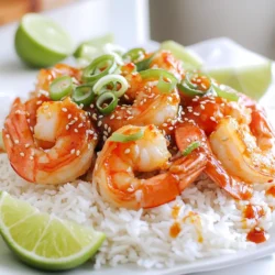 - 1 lb large shrimp, peeled and deveined - 1/4 cup sweet chili sauce - 2 tablespoons soy sauce - 1 tablespoon lime juice - 1 tablespoon sesame oil - 1 clove garlic, minced - 1 teaspoon grated ginger - 2 green onions, sliced - Sesame seeds for garnish - Cooked jasmine rice, for serving To make Minute Sweet Chili Shrimp, you need fresh, large shrimp. Start with one pound of shrimp that is peeled and deveined. This saves time and makes cooking easier. You will also need a mix of sauces and flavors. The sweet chili sauce adds a tasty balance of sweetness and heat. Use a quarter cup for the right blend. Soy sauce brings a rich, salty flavor, so grab two tablespoons. Lime juice gives a fresh, zesty kick. Just one tablespoon is enough. Next, you'll want some sesame oil. It adds a nice nutty taste, so one tablespoon works well. Don't forget the garlic! One clove, minced, gives a strong, savory note. Grated ginger adds warmth and spice, so use one teaspoon. For a pop of color and flavor, slice two green onions. These will add freshness to your dish. Finally, sesame seeds make a lovely garnish. They also add a bit of crunch. Serve your shrimp over cooked jasmine rice for a delightful meal. First, grab a medium bowl. Add the sweet chili sauce, soy sauce, lime juice, sesame oil, minced garlic, and grated ginger. Mix these ingredients well. This step blends the flavors together. It makes your shrimp taste amazing. Next, add the peeled and deveined shrimp to the bowl. Toss the shrimp in the marinade until they are fully coated. Let the shrimp sit in the marinade for about 5 minutes. Marinating is key. It helps the shrimp soak up those tasty flavors. Now, heat a large skillet or wok over medium-high heat. Wait until the pan is hot. This step is crucial for nice cooking. Add the shrimp, but be sure to discard any excess marinade. Cook the shrimp for about 2-3 minutes on one side. You will see them turn pink. Flip the shrimp over and cook for another 2 minutes. Do not overcook them, or they will get rubbery. Once the shrimp are fully cooked, remove the pan from heat. Stir in the sliced green onions for a fresh touch. To cook shrimp perfectly, watch for color changes. When shrimp turns pink, it’s ready. Overcooked shrimp can be tough and chewy. Aim for about 4-5 minutes total cooking time. Flip the shrimp halfway through to ensure even cooking. If you see them curling tightly, they are likely overcooked. This is a clear sign to remove them from heat. Garnishes make your dish pop. Sprinkle sesame seeds over the shrimp for crunch. Add sliced green onions for freshness and color. For a zesty touch, serve with lime wedges. The lime juice adds a burst of flavor when squeezed over the shrimp. Pair your Minute Sweet Chili Shrimp with jasmine rice. The rice absorbs the flavors well and balances the dish. You can also serve with steamed veggies for a healthy side. Broccoli or snap peas work nicely and add color to your plate. Enjoy this dish hot for the best taste! {{image_2}} To add some heat, try adding chili flakes or sriracha. You can start with a small amount, then adjust to your taste. This adds a nice kick. You can also change the amount of sweet chili sauce. Less sauce makes the dish less sweet and more spicy. You can find the right balance by experimenting. For a creamy twist, incorporate coconut milk. This adds a rich flavor and smooth texture. To do this, mix coconut milk with the marinade. As you cook, the sauce will become creamy. You might want to alter the cooking method, too. Simmer the shrimp in the sauce for a few extra minutes to deepen the flavor. Adding vegetables can make this dish even better. Try bell peppers, snap peas, or broccoli. You can toss them in the skillet with the shrimp. This not only adds color but also boosts nutrition. The veggies should cook quickly, so add them just a minute or two before the shrimp is done. To store leftover Minute Sweet Chili Shrimp, place it in an airtight container. This keeps the shrimp fresh and safe. You can store it in the fridge for up to three days. After that, the shrimp may spoil and lose flavor. Always check for any off smells or changes in texture before eating. When reheating shrimp, I recommend using a skillet over medium heat. Add a splash of water or broth to keep it moist. Stir gently to prevent overcooking. Shrimp cooks fast, so only heat for about 2-3 minutes. You want to warm it through without making it rubbery. If you have extra shrimp, freezing works too! Place it in a freezer-safe bag, removing as much air as possible. You can freeze it for up to three months. When ready to use, thaw shrimp in the fridge overnight. This keeps it safe and helps maintain flavor. Cooking sweet chili shrimp takes about 15 minutes from start to finish. You will spend 10 minutes prepping and marinating the shrimp. Then, cook the shrimp for 4 to 6 minutes in a hot skillet. This quick cooking time is key to keeping the shrimp tender and juicy. Yes, you can use frozen shrimp. Just make sure to thaw them first. To do this, place the shrimp in a bowl of cold water for about 15 to 20 minutes. Change the water halfway to speed up the thawing. Once thawed, peel and devein them if needed. This method keeps the shrimp fresh for cooking. If you don’t have sweet chili sauce, try these options: - Mix equal parts honey and soy sauce for a sweet and salty taste. - Use a blend of ketchup and hot sauce for a tangy kick. - Combine maple syrup with sriracha for a spicy-sweet twist. These substitutes can help you keep the flavor profile you want. In this article, we covered how to make delicious sweet chili shrimp, from ingredients to cooking tips. You learned about preparing the marinade and the importance of marination time. We discussed cooking methods, garnishing, and serving ideas. Don't forget to try variations, like adding coconut or extra veggies. Store your leftovers properly to keep them fresh. With these easy steps, you can enjoy a tasty meal any time. Now, get cooking and impress your family with this flavorful dish!