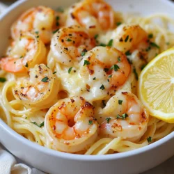 - 1 lb large shrimp, peeled and deveined - 4 tablespoons olive oil - 4 tablespoons unsalted butter - 6 cloves garlic, minced - 1/2 teaspoon red pepper flakes (optional) - 1 cup chicken broth - 1 cup heavy cream - 1 cup freshly grated Parmesan cheese - 1 tablespoon lemon juice - 1 tablespoon chopped fresh parsley (for garnish) - Salt and pepper to taste - 8 oz linguine or spaghetti Gathering the right ingredients is key for great flavor. The shrimp gives the dish its main protein. I use large shrimp, peeled and deveined for easy eating. Olive oil and butter blend well for cooking, adding richness to the dish. Garlic brings a punch of flavor, and I use six cloves for a strong taste. If you like some heat, the red pepper flakes add a nice kick. Chicken broth boosts the sauce's depth, while heavy cream makes it smooth and rich. Freshly grated Parmesan cheese adds a cheesy flavor that melts perfectly. A dash of lemon juice brightens everything up. Don't forget salt and pepper to season. Finally, the linguine or spaghetti ties the whole meal together. Choose your favorite pasta to make it your own! {{ingredient_image_1}} Start by boiling a large pot of salted water. The salt helps flavor the pasta. Once the water is bubbling, add 8 ounces of linguine or spaghetti. Cook it according to the package instructions until it is al dente. This usually takes about 8 to 10 minutes. Keep an eye on it to avoid overcooking. When done, drain the pasta but save about 1/2 cup of the cooking water. This water will help later with the sauce. In a large skillet, heat 2 tablespoons of olive oil and 2 tablespoons of butter over medium heat. Once hot, add 1 pound of peeled and deveined shrimp in a single layer. Season them with salt and pepper. Cook for about 2 to 3 minutes on one side until they turn pink. Flip the shrimp and cook for another 2 to 3 minutes. They should be opaque and cooked through. Remove the shrimp from the skillet and set them aside for later. In the same skillet, add the remaining 2 tablespoons of olive oil and 2 tablespoons of butter. Next, add 6 cloves of minced garlic and, if you like some heat, 1/2 teaspoon of red pepper flakes. Sauté the garlic for about 1 minute until it smells great but be careful not to burn it. Pour in 1 cup of chicken broth and let it simmer for about 5 minutes. This helps to reduce the liquid a bit. Then, stir in 1 cup of heavy cream, 1 cup of freshly grated Parmesan cheese, and 1 tablespoon of lemon juice. Mix well until the cheese melts and the sauce is smooth. If it seems too thick, add some of the reserved pasta water to get the right consistency. Now, return the cooked shrimp to the skillet. Toss them in the sauce for about 2 to 3 minutes to coat them well. Then, add the drained pasta to the skillet. Mix everything together, ensuring the pasta is well-coated. Taste it and adjust the seasoning with salt and pepper if needed. Once everything is well mixed, remove the skillet from heat. Serve the pasta in deep bowls for a nice presentation. For a gourmet look, sprinkle more Parmesan cheese and chopped fresh parsley on top. A slice of lemon on the side adds a pop of color and a bit of extra flavor. Enjoy your meal! Sautéing garlic can be tricky. Here are some tips to get it right: - Use medium heat. This helps keep garlic from burning. - Add garlic to the pan only when oil is hot. - Stir it often. This keeps it from sticking and burning. If you want a different flavor, you can try these options: - Garlic powder: Use 1 teaspoon in the sauce. - Roasted garlic: Mash 2-3 cloves into the sauce for a sweet taste. The sauce should be smooth and creamy. If it’s too thick, try this: - Add reserved pasta water a little at a time. This helps thin it out. - For a creamier sauce, make sure the heavy cream is well mixed. A good sauce coats the pasta nicely. It should stick without being runny. Leftovers can be tasty if stored right. Here’s how to keep them fresh: - Place leftovers in an airtight container. This helps prevent drying out. - Store in the fridge for up to 3 days. Reheating is key to keeping your dish nice: - Heat in a skillet over low heat. This warms it evenly. - Add a splash of chicken broth or cream to keep it moist. Pro Tips Use Fresh Shrimp: Fresh shrimp will have a better texture and flavor compared to frozen. If using frozen shrimp, ensure they are completely thawed and patted dry before cooking. Don’t Overcook the Shrimp: Shrimp cook very quickly, so keep an eye on them. They should be pink and opaque when done, usually taking only 2-3 minutes per side. Adjust the Spice Level: If you prefer a milder dish, reduce or omit the red pepper flakes. For more heat, consider adding sliced fresh chili peppers. Perfect the Sauce Consistency: If your sauce becomes too thick, gradually add reserved pasta water until you achieve the desired creaminess and consistency. {{image_2}} You can make this dish even better by adding some veggies. Good choices are: - Spinach - Cherry tomatoes - Zucchini - Asparagus For cooking times, add these tips: - Spinach cooks quickly; add it in the last minute. - Cherry tomatoes need about 3-4 minutes to soften. - Zucchini should cook for about 5 minutes. - Asparagus takes around 5-7 minutes to become tender. If you want to switch from shrimp, try these options: - Chicken breast, diced - Scallops - Firm tofu For chicken, cook it for about 6-8 minutes until fully done. Scallops need just 2-3 minutes on each side. Tofu should be cooked for about 5-7 minutes until golden. To make this dish gluten-free, replace the pasta with these choices: - Gluten-free linguine - Zucchini noodles - Spaghetti squash You can follow the same cooking steps but check the package for cooking times on gluten-free pasta. Adjust the sauce by using gluten-free chicken broth for dietary needs. The Garlic Parmesan Shrimp Scampi lasts up to three days in the fridge. To keep it fresh, store it in airtight containers. This prevents the dish from drying out or absorbing other odors from the fridge. If you want to freeze this dish, use freezer-safe containers. Make sure to let the dish cool completely before sealing. It will stay good for about two months in the freezer. When you're ready to eat, thaw it overnight in the fridge. To reheat, warm it gently on the stove over low heat. Add a splash of chicken broth or cream to bring back its creamy texture. Stir well to mix all the flavors again. For scampi, I recommend using large shrimp. They have a nice size that cooks well. You can choose fresh or frozen shrimp. Fresh shrimp can taste sweeter and have a firmer texture. However, frozen shrimp are just as good, especially when you thaw them properly. Always look for shrimp that are peeled and deveined for ease. Yes, you can make this dish in advance! To prep, cook the shrimp and sauce but leave the pasta out. Store the shrimp and sauce in airtight containers in the fridge. When you're ready to eat, cook the pasta and mix everything together. This way, the shrimp stays juicy and the pasta won't get mushy. If you like heat, add more red pepper flakes. Start with a teaspoon for a mild kick. You can also try crushed red pepper or diced jalapeños for a fresh heat. For a unique twist, add a splash of hot sauce to the sauce. Always taste as you go to find your perfect heat level! Absolutely! While linguine or spaghetti works great, you can use any pasta you like. Penne, fettuccine, or even gluten-free pasta are all good options. Just cook the pasta according to package instructions. The key is to ensure the pasta can hold the creamy sauce well. This blog post shared a simple shrimp scampi recipe, from ingredients to serving tips. You learned how to cook pasta, sauté shrimp, and make a rich garlic sauce. I also included variations for veggies, proteins, and gluten-free options. Cooking is fun and rewarding. You can impress family and friends with this dish. Enjoy experimenting with flavors and ingredients. Use this guide to spark your love for cooking!