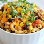 - 2 cups elbow macaroni - 1 lb ground beef or turkey - 1 packet taco seasoning - 1 cup salsa - 1 can black beans, rinsed and drained - 1 cup corn, frozen or canned - 2 cups shredded cheddar cheese - 1 cup sour cream - 2 green onions, chopped - Fresh cilantro for garnish - Salt and pepper to taste When I pick ingredients, I look for freshness. For the meat, choose bright red beef or turkey. Check the sell-by date to ensure it's fresh. For veggies, pick firm green onions with no wilting. Look for bright, plump tomatoes for salsa. If you use canned items, check for no dents on the cans. Frozen corn should be bright yellow and not stuck together. You can easily swap ingredients to suit your needs. For a vegetarian option, use black beans and mushrooms instead of meat. If you're dairy-free, try vegan cheese and sour cream. You can use gluten-free pasta if you're avoiding gluten. For a low-carb meal, substitute macaroni with zucchini noodles or cauliflower rice. These swaps keep the dish tasty and suit your dietary choices. {{ingredient_image_1}} First, get a large pot. Fill it with water and add salt. Bring the water to a boil. Once it's boiling, add 2 cups of elbow macaroni. Cook it according to the package instructions. You want the pasta to be al dente. This means it should be firm but not hard. Once done, drain the pasta and set it aside. Next, take a large skillet and place it over medium heat. Add 1 pound of ground beef or turkey. Use a spatula to break it apart as it cooks. Stir it often to avoid burning. Cook until the meat is browned and no longer pink. If there is too much fat, drain it off. This step is key for a tasty base. Now, sprinkle the taco seasoning over the cooked meat. Stir well to coat all the meat. Add 1 cup of salsa, 1 can of rinsed black beans, and 1 cup of corn to the skillet. Cook this mixture for about 3 to 4 minutes until it is heated through. Then, lower the heat and add the cooked macaroni and 1 cup of shredded cheddar cheese. Mix everything until the cheese melts and coats all the ingredients. Finally, remove the skillet from heat, and stir in 1 cup of sour cream. This makes the dish creamy and rich. Taste it and season with salt and pepper if needed before serving. To make your Loaded Taco Macaroni super creamy, use good quality sour cream. This adds richness. Stir it in at the end for the best results. You can also use cream cheese for extra creaminess. Heat it gently to help it melt well. Another tip is to add a bit of pasta water. This helps bind the sauce and macaroni. The starch from the pasta makes it smooth and creamy. Pair your Loaded Taco Macaroni with fresh, crunchy sides. A crisp garden salad works great. The freshness balances the rich flavors. You can also serve tortilla chips with salsa. They add a fun crunch. Another option is roasted vegetables. They add color and flavor to your meal. Try serving guacamole on the side for a creamy dip. One mistake is overcooking the pasta. You want it al dente, so it holds up well. Another error is not draining the meat well. Extra fat can make the dish greasy. Be careful not to skip the seasoning. The taco seasoning adds vital flavor. Lastly, avoid adding all the cheese at once. Reserve some for topping to keep it melty and fresh. Pro Tips Cook Pasta Al Dente: This ensures the macaroni holds its shape and texture when mixed with the other ingredients. Customize Your Protein: Feel free to substitute ground beef with ground turkey or even a plant-based meat alternative for a healthier option. Enhance Flavor: Add additional spices like cumin or chili powder to the meat mixture for an extra kick of flavor. Make It Spicy: If you enjoy heat, consider adding diced jalapeños or a splash of hot sauce to the mixture for a fiery twist. {{image_2}} To make a vegetarian version, skip the meat. Use cooked lentils or chopped mushrooms for protein. Add extra black beans and corn to boost flavor. Use plant-based cheese for a creamy touch. This dish keeps the fun taco taste while being meat-free. Want a kick? Add sliced jalapeños to the meat mix. You can use fresh or pickled ones. Put in a bit more salsa for extra heat. Top your meal with spicy cheese or hot sauce. This variation is perfect for spice lovers. For a low-carb twist, swap elbow macaroni with cauliflower florets. Cook them until tender but firm. You can also use zucchini noodles for a fresh taste. Substitute black beans with diced bell peppers for crunch. This keeps the dish light and healthy. Store your Loaded Taco Macaroni in an airtight container. Make sure it cools down first. You can keep it in the fridge for up to three days. If you want to keep it longer, freezing is a great option. To reheat, place the macaroni in a pot over low heat. Add a splash of water or milk to help it heat evenly. Stir often until it’s hot. You can also use a microwave. Heat in a bowl, covered, for two to three minutes. If you want to freeze your Loaded Taco Macaroni, use a freezer-safe container. Divide it into portions for easy meals later. It can last for up to three months in the freezer. When you're ready to eat it, thaw it overnight in the fridge before reheating. Yes, you can use any pasta you like. Shells, rotini, or penne all work well. Just remember to cook it until al dente. This keeps the pasta firm and tasty. Each type adds its own twist to the dish. Try different shapes for fun. To make this dish gluten-free, swap elbow macaroni for gluten-free pasta. Many brands offer great options now. Just check the package for cooking times. You can also use corn pasta for a unique flavor. Always read labels to ensure all ingredients are gluten-free. You can add beans for extra protein. Black beans, pinto beans, or chickpeas work well. Another option is to mix in some cooked chicken or turkey. If you want a meatless choice, add tofu. Each option boosts protein and keeps the dish filling. In this article, we explored how to make loaded taco macaroni. We walked through choosing fresh ingredients and offered substitutions to fit your diet. You learned step-by-step instructions on cooking pasta and browning meat. We shared tips for a creamy texture and discussed perfect side dishes. Variations suit all tastes, from vegetarian to low-carb options. Finally, we covered how to store leftovers properly. Now, with these insights, you can create a delicious meal tailored to your needs. Enjoy every bite!
