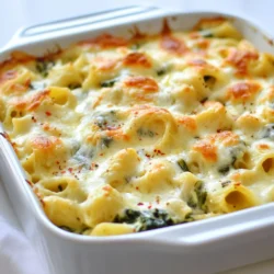 - 8 ounces of pasta (penne or rigatoni) - 1 cup fresh spinach, chopped - 1 cup canned artichoke hearts, drained and chopped - 1 cup ricotta cheese - 1 cup cream cheese, softened - 1 cup grated mozzarella cheese - 1/2 cup grated Parmesan cheese - 2 cloves garlic, minced - 1 teaspoon onion powder - Salt and pepper to taste - 1 tablespoon olive oil - 1/2 teaspoon red pepper flakes (optional for heat) This dish is rich in protein and healthy fats. Each serving offers a good balance of carbs, fiber, and vitamins. Spinach adds iron and calcium, while artichokes provide antioxidants. The cheeses deliver creamy goodness and flavor. - Pasta: Use gluten-free pasta for a gluten-free meal. - Spinach: Swap fresh spinach for frozen spinach, just drain it well. - Artichokes: Fresh artichokes can replace canned for a fresher taste. - Cheese: Substitute ricotta with cottage cheese for a lighter option. - Cream Cheese: Greek yogurt can work as a lower-fat alternative. - Garlic: Use garlic powder if you don't have fresh garlic on hand. - Red Pepper Flakes: Omit if you prefer no heat. Each ingredient plays a role in making this dish creamy and delicious. Feel free to adjust based on what you have or your taste preference. {{ingredient_image_1}} Start by preheating your oven to 350°F (175°C). This step is key to getting that perfect bake. In a large pot, boil salted water. Add 8 ounces of pasta, like penne or rigatoni. Cook until al dente, then drain it. Set the pasta aside for later. Grab a mixing bowl. Combine 1 cup of ricotta cheese, 1 cup of cream cheese, half of the mozzarella, and half of the Parmesan. Mix until the mixture is smooth and creamy. Heat 1 tablespoon of olive oil in a skillet over medium heat. Add 2 cloves of minced garlic and sauté for about 1 minute. Then, toss in 1 cup of chopped spinach and 1 cup of chopped artichoke hearts. Cook for 2-3 minutes until the spinach wilts and softens. In the bowl with the cheese mixture, add the sautéed vegetables. Then, stir in the cooked pasta, 1 teaspoon of onion powder, and season with salt and pepper. For a kick, add 1/2 teaspoon of red pepper flakes. Mix everything until well combined. Pour the pasta mixture into a greased 9x13 inch baking dish. Use a spatula to spread it out evenly. Sprinkle the remaining mozzarella and Parmesan cheese over the top. Place the dish in your preheated oven. Bake for 25-30 minutes until the cheese is bubbly and golden brown. Once done, remove the pasta bake from the oven. Let it cool for a few minutes before you serve it. Enjoy your creamy spinach artichoke pasta bake hot! To boost the flavor of your creamy spinach artichoke pasta bake, consider these tips: - Use fresh spinach for a vibrant taste. - Add garlic early to release its rich aroma. - Mix in a pinch of nutmeg for warmth. - Try adding sun-dried tomatoes for a sweet, tangy twist. - Don't skip the red pepper flakes if you enjoy heat. When serving this dish, keep it simple and cozy. Pair it with: - A fresh green salad for a crunchy contrast. - Crusty bread to soak up the creamy sauce. - A glass of white wine for a delightful touch. - A sprinkle of fresh herbs, like basil or parsley, for added flavor. Make your pasta bake look inviting and beautiful. Here’s how: - Serve it in a colorful dish to catch the eye. - Garnish with fresh herbs for a pop of color. - Add extra grated Parmesan on top right before serving. - Slice it into squares for neat portions. - Present it hot, right from the oven, for the best appeal. Pro Tips Perfect Pasta: To ensure your pasta remains al dente, cook it just until it's slightly underdone, as it will continue to cook while baking. Customize Your Greens: Feel free to substitute the spinach with other leafy greens like kale or Swiss chard for a different flavor profile. Extra Creaminess: Add a splash of heavy cream or milk to the cheese mixture for an even creamier texture. Make Ahead: This dish can be assembled a day ahead. Just cover it tightly and refrigerate until you're ready to bake. {{image_2}} You can easily make this pasta bake vegetarian. Simply keep the original recipe as it is. The artichokes and spinach provide great taste and health benefits. You can also add more veggies like bell peppers or mushrooms. These extra ingredients will make your dish even more colorful and tasty. For a gluten-free version, swap regular pasta with gluten-free penne or rigatoni. Many brands make pasta from rice or chickpeas. These options work well and taste great. Always check the label to ensure it meets your dietary needs. To make this dish dairy-free, you can use vegan cheese in place of ricotta, cream cheese, and mozzarella. Look for brands made from nuts or soy. You can also use nutritional yeast for a cheesy flavor without dairy. This keeps the creamy texture while making it suitable for those avoiding dairy. After enjoying your creamy spinach artichoke pasta bake, let it cool down first. Then, place leftovers in an airtight container. This helps keep the flavors fresh. Store it in the fridge for up to three days. If you want to enjoy it later, freezing is a great option. To reheat the pasta bake, preheat your oven to 350°F (175°C). Place the leftover pasta bake in an oven-safe dish. Cover it with foil to keep it from drying out. Bake for about 15-20 minutes or until it’s hot. You can also microwave individual portions. Use medium heat and cover with a microwave-safe lid. Heat in short bursts, stirring in between, until warm. To freeze, let the pasta bake cool completely. Cut it into portions for easier serving. Wrap each portion tightly in plastic wrap, then place them in a freezer bag. Label the bag with the date. You can freeze it for up to three months. To enjoy later, thaw it overnight in the fridge before reheating. This way, you can savor this dish again without much effort! You can use cottage cheese or cream cheese instead of ricotta. Both options work well. If you want a low-fat choice, try Greek yogurt. It gives a nice tang and creamy texture. Yes, you can prepare this dish a day in advance. Just follow the recipe, then cover it tightly and store it in the fridge. When you're ready, bake it straight from the fridge. You might need to add a few extra minutes to the bake time. The pasta bake is done when the cheese is melted and bubbly. It should have a nice golden color on top. You can also insert a knife in the middle to check if it's hot throughout. Absolutely! You can add bell peppers, mushrooms, or zucchini. Just chop them small and sauté them with the garlic. This adds more flavor and nutrients to your dish. Penne or rigatoni are great choices for this bake. They hold the sauce well and provide a nice bite. You can also use shell pasta or any other short pasta you have on hand. This article covered a delicious pasta bake, perfect for any occasion. You learned about the key ingredients, step-by-step cooking methods, and useful tips to enhance flavor. I also shared variations to fit dietary needs and how to store leftovers properly. By trying this recipe, you can enjoy a tasty and satisfying meal. Remember, cooking is about fun and creativity. Enjoy making this pasta bake your own!