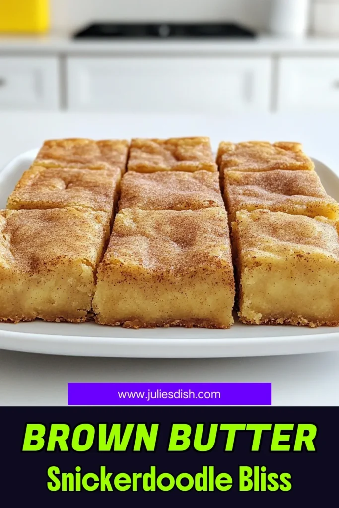 Indulge in the deliciousness of Brown Butter Snickerdoodle Blondies! These chewy treats are infused with a nutty flavor and coated in cinnamon sugar for the perfect sweet touch. Perfect for any occasion, they're quick to make and sure to impress. Ready to bake some bliss? Click through for the full recipe and step-by-step instructions! #BrownButterBlondies #BakingJoy #DessertLovers #CinnamonGoodness