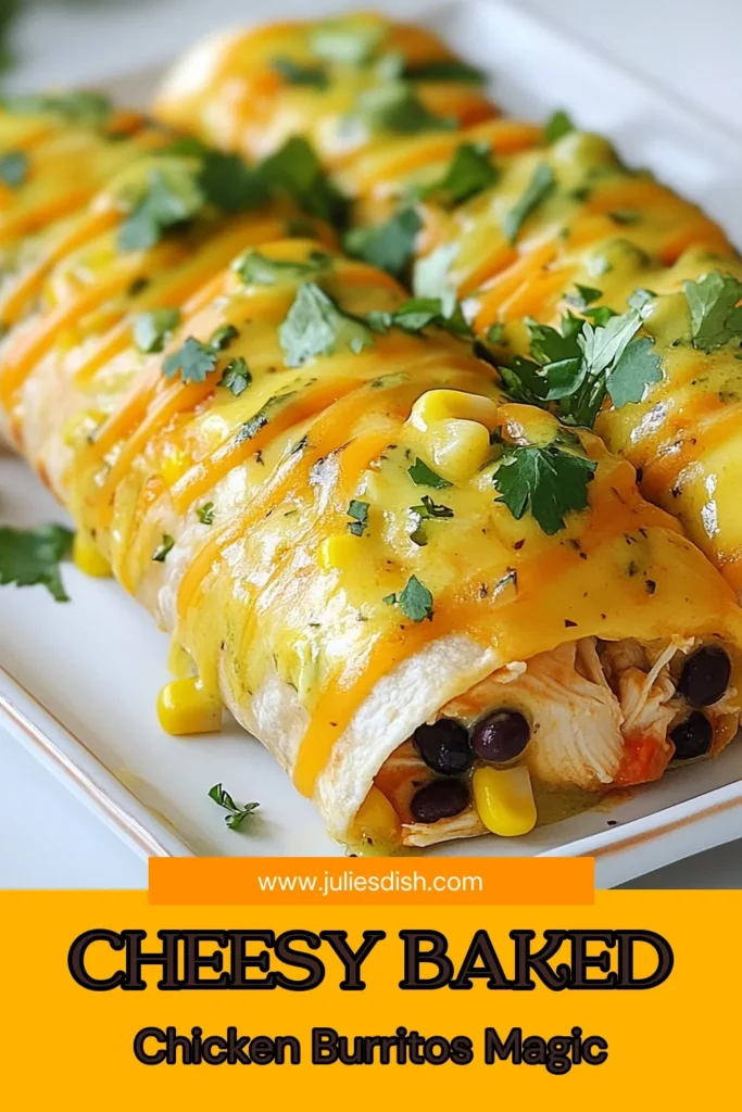 Craving a delicious, easy dinner? Try these Baked Chicken Burritos with Green Chili Sauce! Packed with shredded chicken, rice, black beans, and the perfect green chili sauce recipe, this chicken burrito casserole is sure to please. This tortilla burrito recipe is not only simple to prepare but also great for meal prep. Get your family excited about easy chicken burritos tonight! Save this recipe to make it later! #BakedChickenBurritos #GreenChiliSauceRecipe #ChickenBurritoCasserole #EasyChickenBurritos