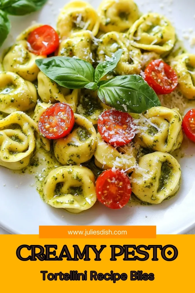 Looking for a quick and delicious weeknight meal? Try this creamy pesto tortellini recipe! In just 20 minutes, you can whip up an easy tortellini dinner that the whole family will love. This vegetarian pasta dish features homemade pesto sauce or store-bought, creamy garlic flavors, and fresh cherry tomatoes. Perfect for busy nights or when you crave a comforting meal. Save this recipe for delightful weeknight dinners! #CreamyPestoTortellini #VegetarianPasta #EasyTortelliniDinner #QuickPastaRecipes