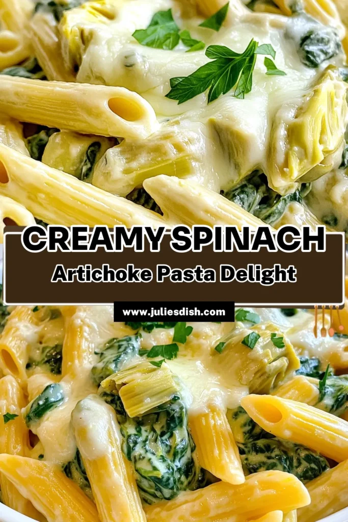 Indulge in the creamy goodness of Spinach Artichoke Dip Pasta! This delightful dish combines tender pasta with a rich sauce made from cream cheese, mozzarella, and fresh spinach and artichokes for a comforting meal that’s perfect for any occasion. Ready in just 30 minutes, it’s a quick and flavorful dinner idea. Click through for the full recipe and discover how to elevate your weeknight meals. #SpinachArtichokeDipPasta #PastaRecipes #ComfortFood #EasyDinnerIdeas