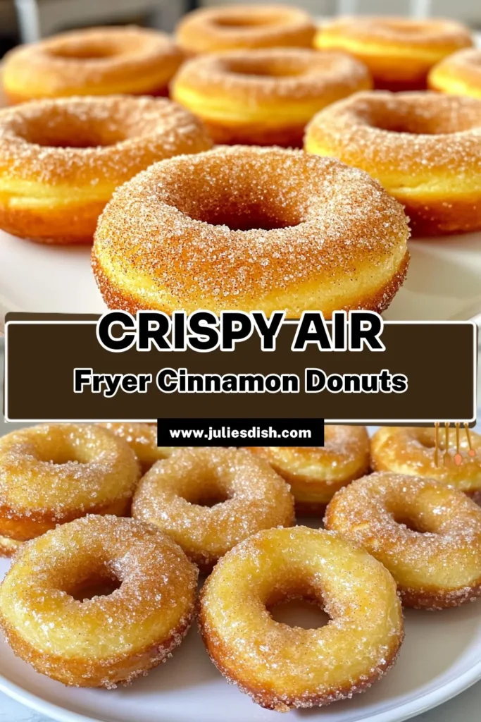 Looking for a delicious treat? Try these Air Fryer Cinnamon Sugar Donuts! This easy donuts in air fryer recipe features homemade donuts with applesauce, making them healthier than traditional options. You can whip up these delightful cinnamon sugar donuts in just 20 minutes! Perfect for satisfying your sweet tooth without the guilt. Save and share this healthy air fryer dessert recipe! #AirFryerDonuts #CinnamonSugarDonutsRecipe #HealthyAirFryerDesserts #EasyDonutsInAirFryer