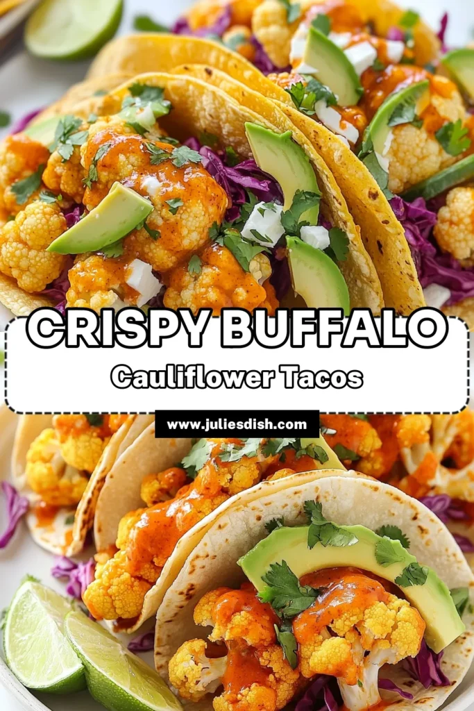 Discover the ultimate Buffalo Cauliflower Tacos recipe that’s perfect for any occasion! These delicious vegan taco recipes feature crispy oven-baked cauliflower tossed in spicy buffalo sauce, making them a standout gluten-free taco filling. Serve as a flavorful main dish or a spicy cauliflower appetizer at your next gathering. Try this recipe today, and elevate your taco night! #BuffaloCauliflowerTacos #VeganTacos #GlutenFree #SpicyAppetizers
