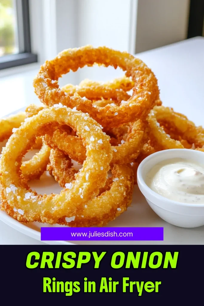 Enjoy the perfect blend of crunch and flavor with these Crispy Air Fryer Onion Rings! Made with just a few simple ingredients, these tasty rings are easy to prepare and perfect for snacking or as a side dish. Discover the step-by-step guide to achieve that golden brown, crunchy texture in your air fryer. Click through for the full recipe and elevate your snack game today! #AirFryerRecipes #OnionRings #HealthySnacks #CookingAtHome