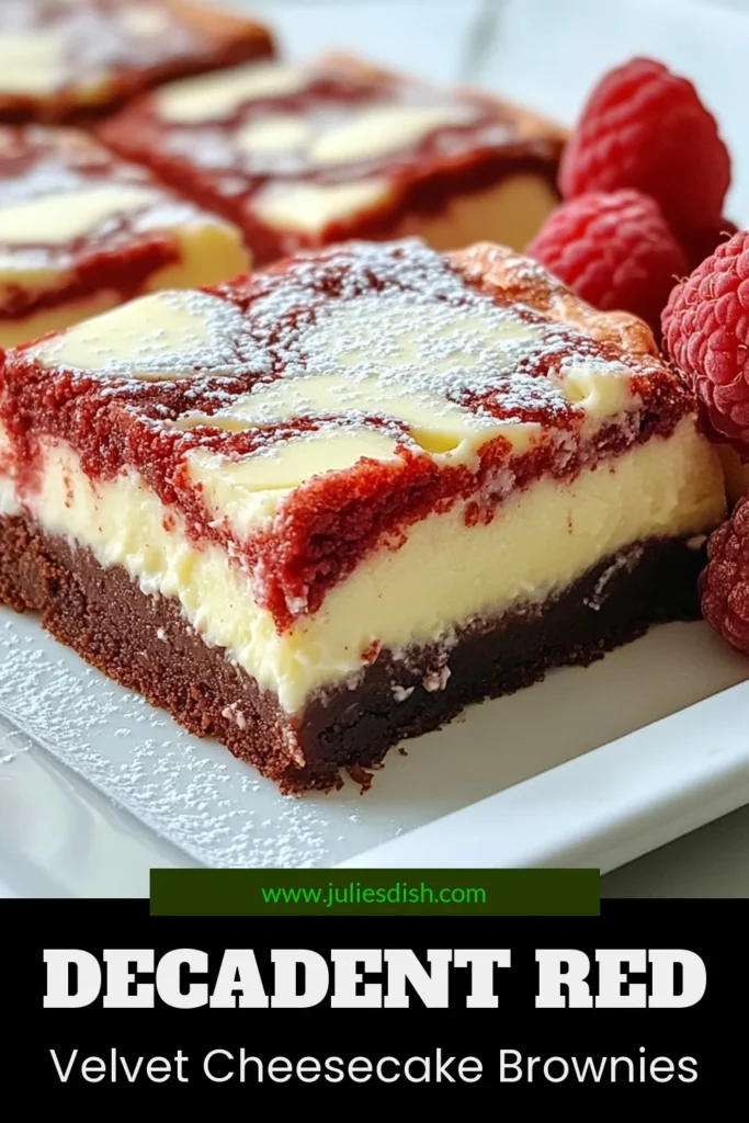 Indulge in these irresistible Red Velvet Cheesecake Brownies! This easy Red Velvet Brownies recipe combines rich red velvet flavor with a delightful cream cheese swirl. Perfect for any occasion, these brownies with cream cheese filling are the ultimate Red Velvet Desserts. Bake a batch today and impress your friends and family! Don’t forget to save this recipe for later! #RedVelvetCheesecakeBrownies #EasyRedVelvetBrownies #CreamCheeseSwirlBrownies #RedVelvetDesserts