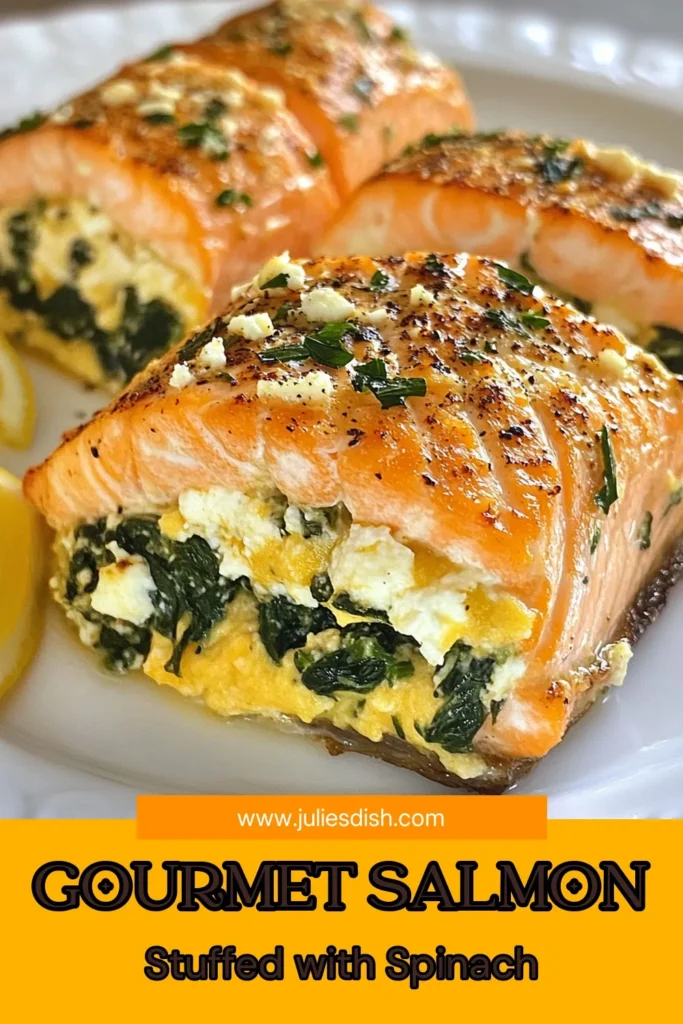 Discover this delicious Stuffed Salmon Recipe featuring Spinach and Feta Salmon for a Healthy Salmon Dinner that's both easy and satisfying. Perfectly baked stuffed salmon is stuffed with a creamy spinach and feta filling that your taste buds will adore. This Easy Salmon Fillet Recipe is not only a crowd-pleaser but also takes just 30 minutes to prepare! Save and try it today for a delightful meal. #StuffedSalmon #HealthyDinner #EasyRecipes #SalmonLovers
