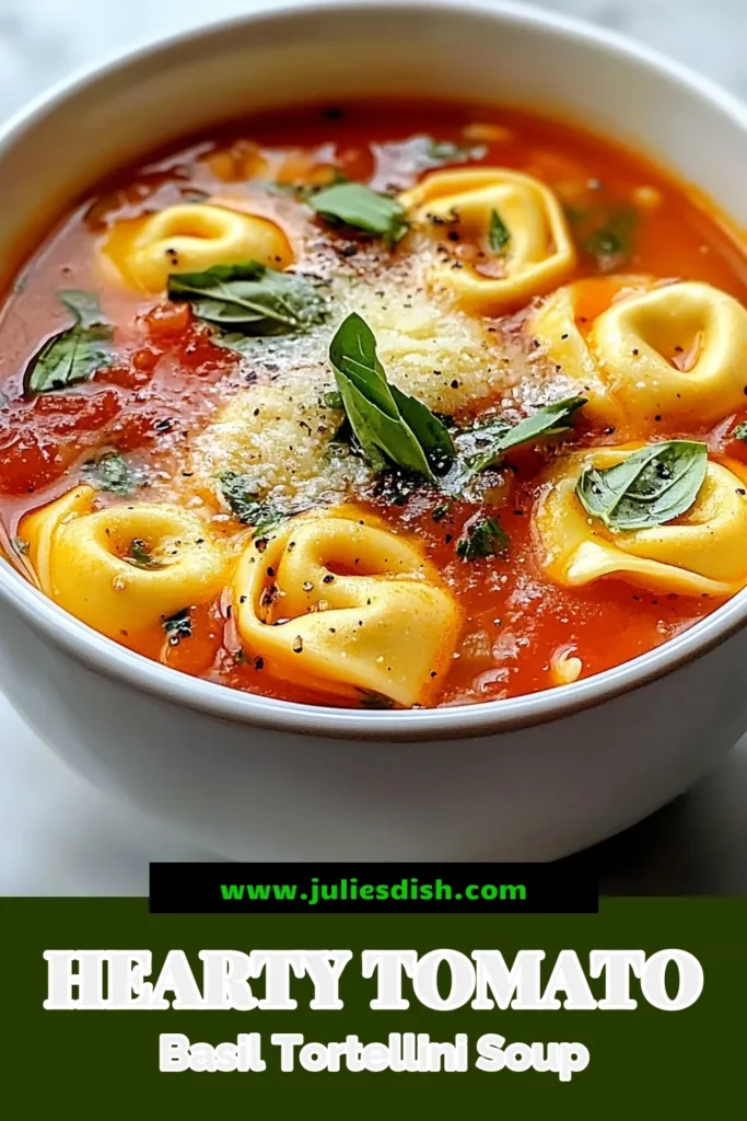 Looking for a delicious dinner idea? Try this Tomato Basil Tortellini Soup that’s perfect for any weeknight! This easy tortellini soup recipe is vegetarian-friendly and creamy, combining fresh basil and rich flavors in just 25 minutes. Ideal for busy days, discover how this quick soup recipe can warm you up. Save this creamy tortellini soup for your next meal! #TortelliniSoup #VegetarianRecipes #EasySoup #HealthyCooking