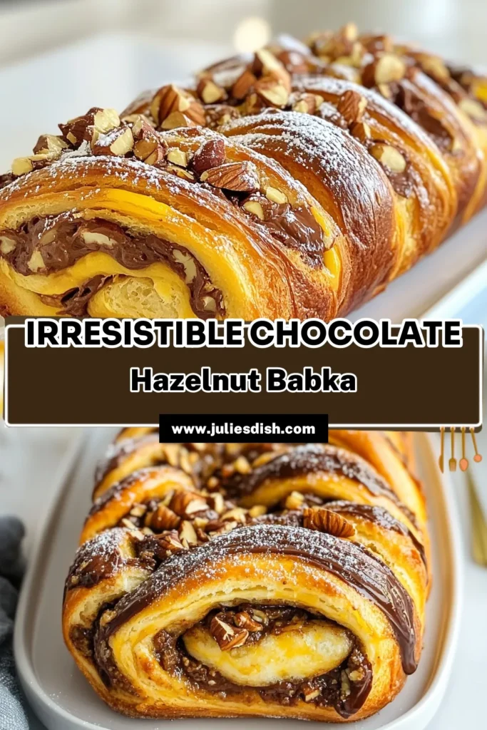 Indulge in this delicious Chocolate Hazelnut Babka recipe that combines rich chocolate hazelnut spread with a soft, homemade babka dough. Perfect for breakfast or dessert, this Nutella babka will elevate your baking game. Follow our step-by-step guide to create delightful chocolate hazelnut bread that impresses everyone. Save this recipe for your next baking adventure! #ChocolateHazelnutBabka #BabkaRecipe #NutellaBabka #HomemadeBabka