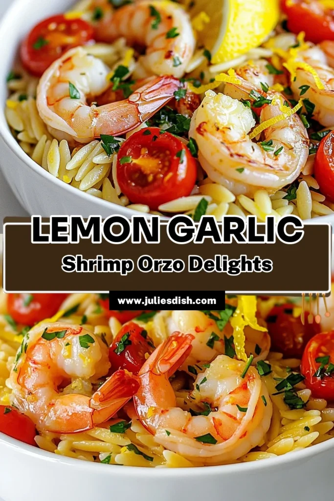 Looking for a delicious one-pan shrimp meal? This Lemon Garlic Shrimp Orzo is the perfect choice! This quick shrimp recipe combines zesty flavors with healthy lemon shrimp and tender orzo pasta. Perfect for weeknight dinners, this lemon garlic shrimp recipe is not only simple but also satisfying. Try this dish today and impress your family or friends. Save this recipe for your next meal inspiration! #ShrimpRecipes #OrzoPasta #HealthyRecipes #OnePanMeals