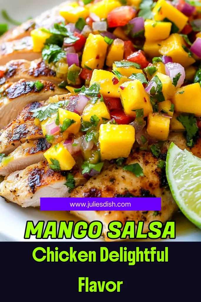 Looking for a delicious and vibrant dish? Try this Mango Salsa Chicken Recipe for a perfect blend of flavors! This Healthy Chicken Dinner features juicy mango and zesty salsa, making it an Easy Salsa Chicken option for your weeknight meals. Whip up this Mango Chicken Breast in just 30 minutes for a Quick Weeknight Meal. Click to save this recipe and enjoy a taste of summer any time! #MangoSalsa #HealthyEating #QuickMeals #ChickenRecipes
