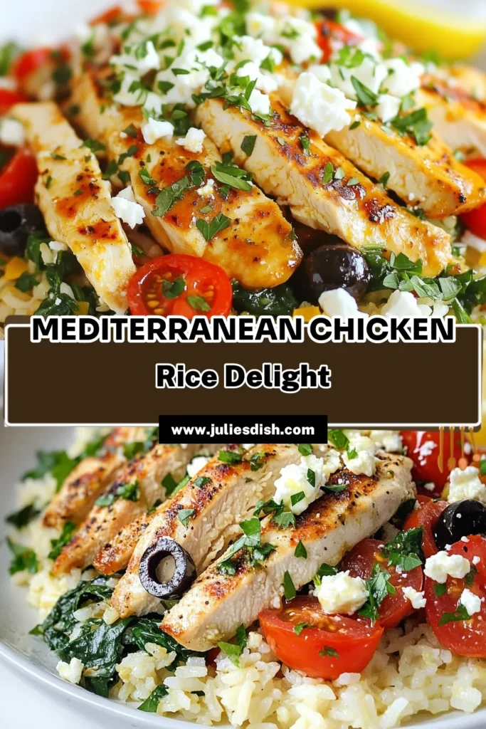 Discover the delicious Mediterranean chicken rice recipe that brings together tender chicken and fluffy jasmine rice in a vibrant bowl. This healthy chicken and rice dish is easy to make and loaded with flavors from olives, spinach, and feta cheese. Perfect for weeknight meals or meal prep, this feta chicken rice bowl will impress everyone at your table. Try this easy Mediterranean recipe today and elevate your culinary skills! #MediterraneanChickenRice #HealthyRecipes #EasyMediterranean #FetaChickenRiceBowl