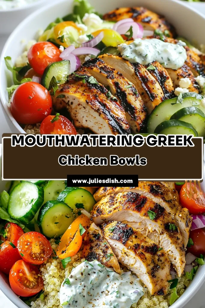 Discover the deliciousness of Greek chicken gyro bowls! This healthy chicken recipe combines marinated grilled chicken with Mediterranean quinoa bowls and fresh veggies for a satisfying meal. Serve it with a creamy tzatziki sauce for an authentic touch. Perfect for meal prep or a quick dinner, this grilled chicken bowls recipe will become your family favorite. Try it today and elevate your dinner routine! #GreekChickenGyroBowls #HealthyChickenRecipes #MediterraneanQuinoaBowls #TzatzikiSauceRecipe