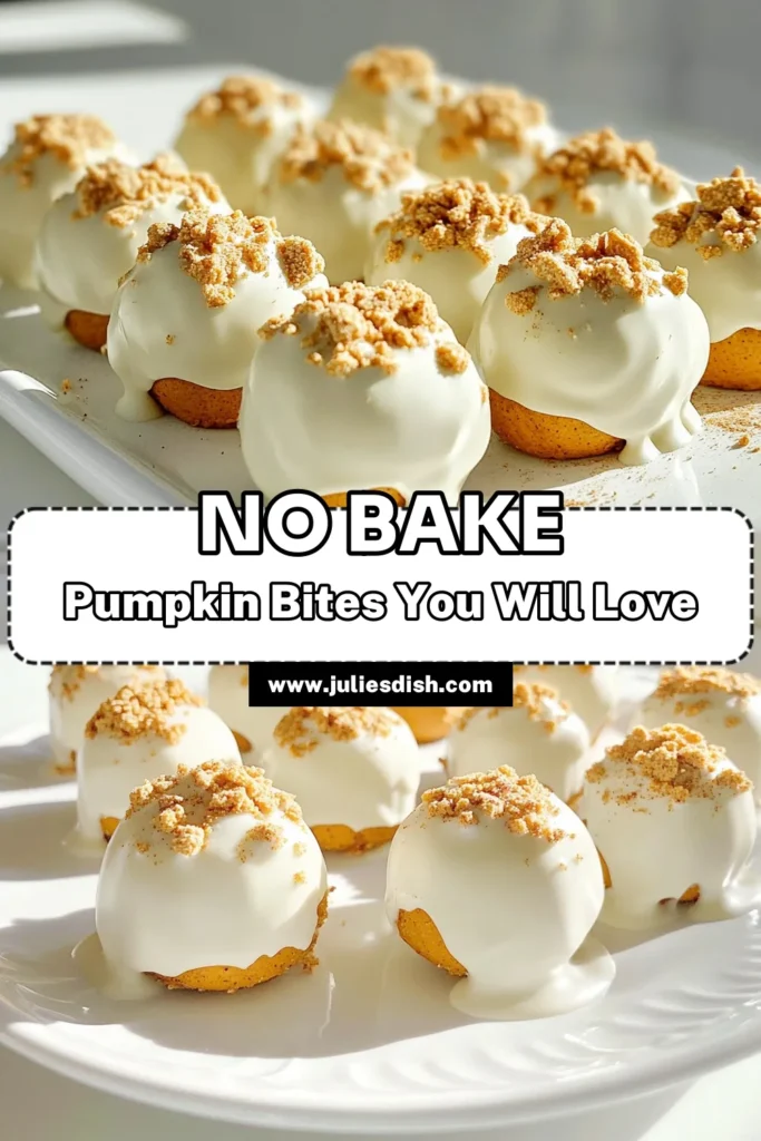 Indulge in the fall spirit with these delicious No Bake White Chocolate Pumpkin Bites! Made with creamy peanut butter, pumpkin puree, and a touch of sweetness, these bite-sized treats are perfect for any gathering. Ready in just 45 minutes, they’re a delightful combination of flavors everyone will love. Click to discover the full recipe and impress your friends with this easy dessert! #NoBakeDesserts #PumpkinRecipes #FallTreats #ChocolateLovers