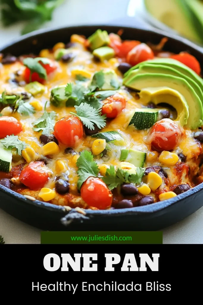 Discover the delightful Healthy Enchilada Skillet—a quick healthy meal that brings flavors to your table in just 30 minutes! This vegetarian enchilada recipe features quinoa enchiladas packed with colorful veggies and cheesy goodness, all made in one-pan for easy clean-up. Perfect for busy weeknights! Try it tonight and savor the taste! Save this recipe for a tasty meal idea. #HealthyEnchiladaSkillet #VegetarianEnchiladaRecipe #QuickHealthyMeals #OnePanEnchiladaDish