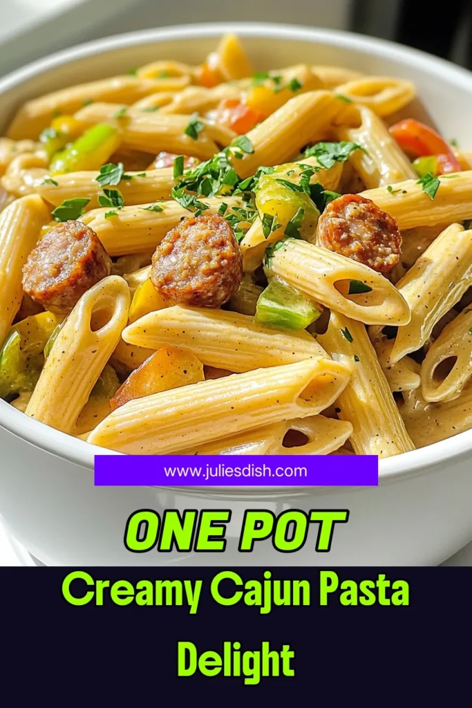 Indulge in the deliciousness of Creamy Cajun Sausage Pasta made in one pot! This easy recipe combines smoky sausage, vibrant veggies, and rich cream, resulting in a meal that's both flavorful and comforting. Perfect for busy weeknights, it’s ready in just 30 minutes. Discover how to make this creamy dish your family will love! Click through for the full recipe and elevate your dinner game tonight! #CajunPasta #OnePotMeals #EasyDinners #PastaRecipes