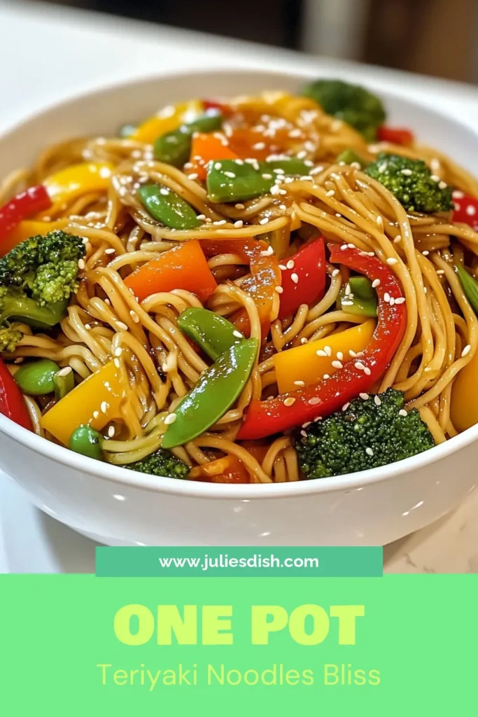 Looking for a quick and delicious meal? Try this one pot teriyaki noodles recipe! This easy teriyaki noodle recipe is packed with colorful veggies and drenched in homemade teriyaki sauce, making it perfect for a quick noodle stir-fry. Plus, it's vegetarian and ready in just 25 minutes! Don't miss out—pin it now and enjoy a delightful dinner! #OnePotTeriyakiNoodles #EasyDinner #VegetarianRecipes #NoodleRecipe