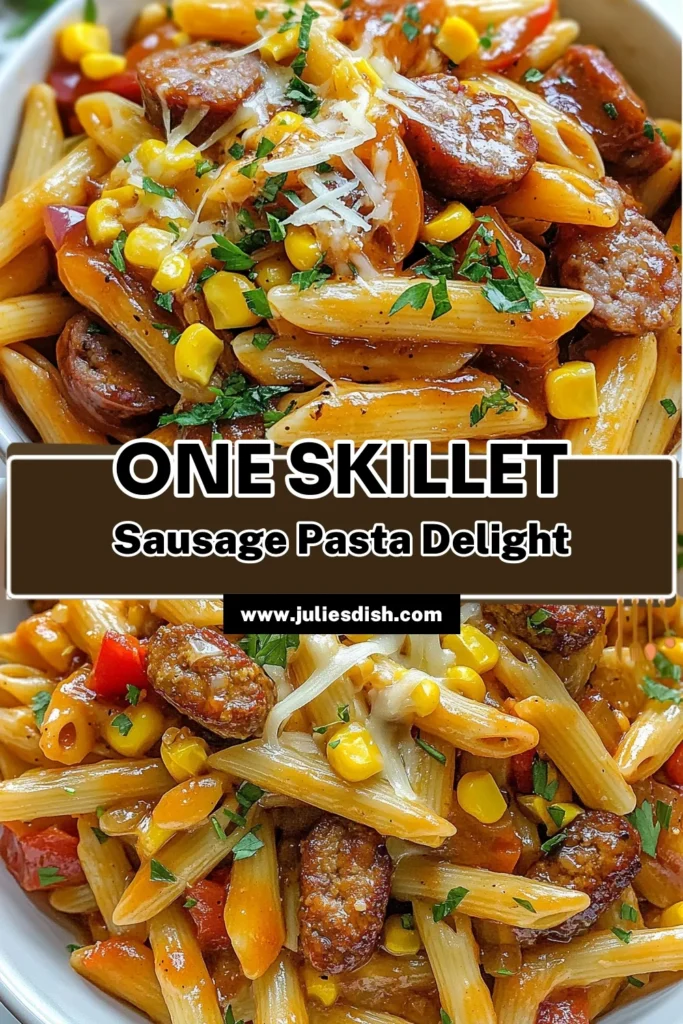 Discover this delicious One-Skillet Honey BBQ Sausage Pasta that's perfect for busy weeknights! This easy skillet meal combines smoked sausage, colorful veggies, and cheesy goodness into a quick dinner idea your family will love. With only one dish to clean, this One-Skillet Pasta Recipe is ideal for those who want flavorful cheesy pasta dishes without the hassle. Try it today and enjoy hassle-free cooking! #QuickDinnerIdeas #EasySkilletMeals #HoneyBBQSausagePasta #CheesyPastaDishes