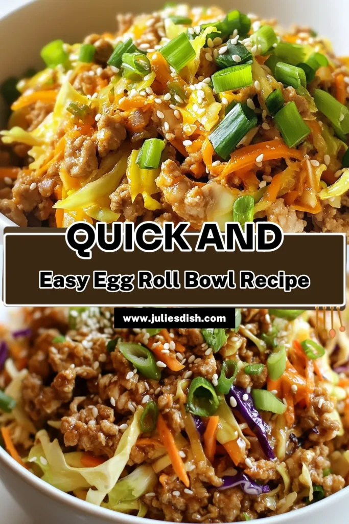Looking for a delicious and nutritious dinner? Try this Egg Roll in a Bowl recipe! Packed with healthy ground chicken and vibrant veggies, this easy Asian-inspired meal is perfect for quick weeknight dinners. It's a fantastic low-carb dinner idea that the whole family will love. Get ready to enjoy a flavorful dish in just 20 minutes! Don’t forget to save this egg roll in a bowl recipe for your next meal. #HealthyRecipes #EasyDinners #LowCarb #AsianCuisine