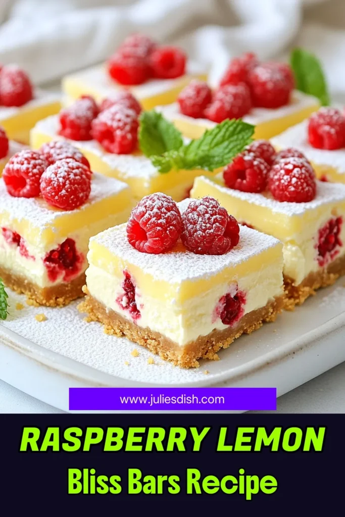 Indulge in these delightful Raspberry Lemon Cheesecake Bars – an easy cheesecake bars recipe that's perfect for any occasion! These no-bake cheesecake bars combine creamy lemon cheesecake with fresh raspberries, making them a must-try berry dessert recipe. Perfect for summer gatherings, they are quick to prepare and sure to impress. Don’t miss out on this delicious lemon cheesecake dessert! Save this recipe for later! #RaspberryLemonCheesecake #EasyDesserts #NoBakeCheesecake #BerryDesserts