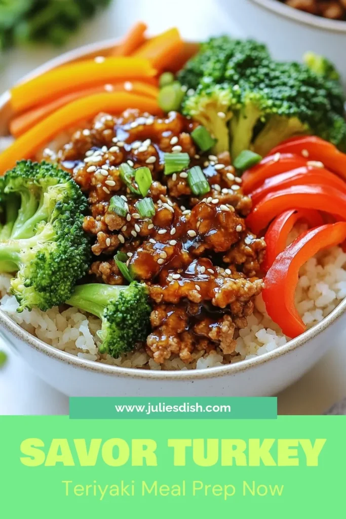 Discover the perfect Turkey Teriyaki Meal Prep Bowls for your healthy meal prep routine! These easy teriyaki chicken recipes made with ground turkey offer a quick dinner idea that’s both delicious and nutritious. Packed with vibrant veggies and flavorful sauce, these meal prep bowls make healthy eating simple. Try this recipe today and enjoy effortless meals all week! Save and share! #TurkeyTeriyaki #MealPrep #HealthyRecipes #QuickDinnerIdeas