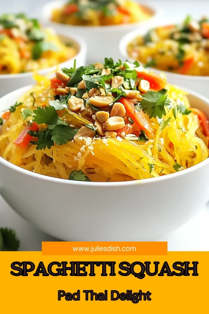 Discover the deliciousness of Spaghetti Squash Pad Thai, a healthy pad thai recipe that’s perfect for anyone looking for a gluten-free, low-carb option! This vegetable pad thai is packed with fresh ingredients and coated in a creamy peanut sauce. Easy to make and loaded with flavor, it's a nutritious twist on the classic dish! Try this recipe today and enjoy a guilt-free meal. Save this healthy idea! #SpaghettiSquash #GlutenFreePadThai #LowCarbRecipes #HealthyEating