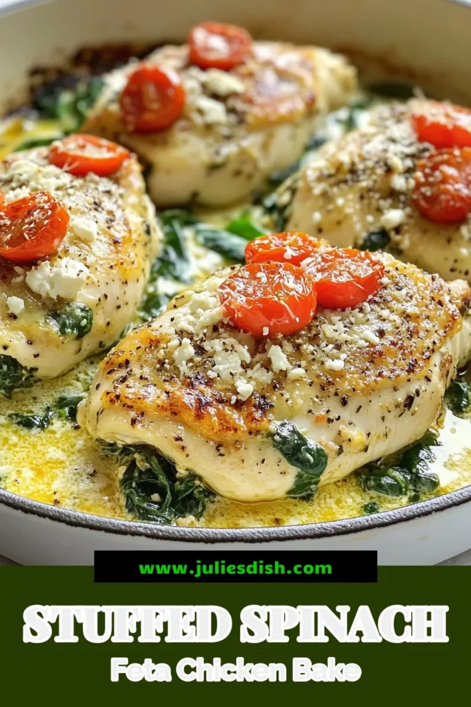 Discover a delicious Feta Spinach Chicken Bake that elevates your healthy dinner game! This stuffed chicken breast recipe is packed with creamy feta and fresh spinach, making it a perfect choice for oven-baked chicken recipes. Easy to prepare, this Spinach and Feta Cheese dish is sure to impress. Try this healthy chicken dinner idea tonight and enjoy a nutritious meal! Save for later! #FetaSpinachChickenBake #HealthyDinnerIdeas #StuffedChickenBreastRecipe #OvenBakedChickenRecipes