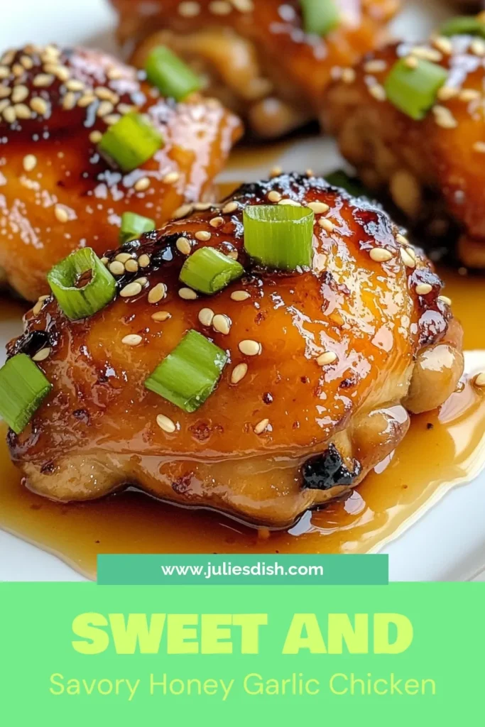 Discover the mouthwatering flavors of honey garlic chicken thighs with this easy chicken thigh recipe! Perfect for busy weeknights, this baked chicken thighs recipe features tender chicken coated in a delicious garlic sauce. In just 40 minutes, you can enjoy a comforting meal that impresses. Try this honey garlic chicken recipe tonight and save it for later! #HoneyGarlicChicken #EasyChickenThighRecipes #BakedChickenThighs #ChickenThighsWithGarlicSauce