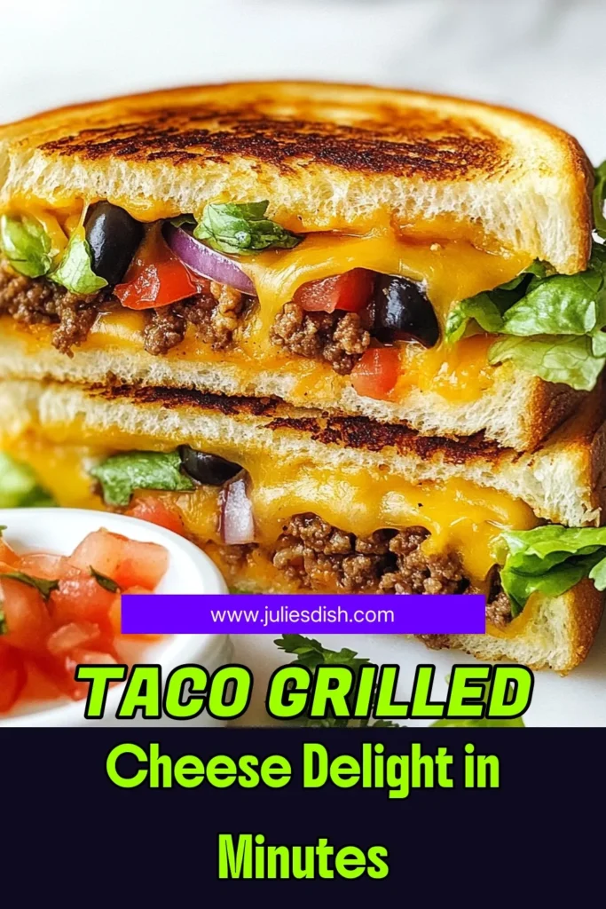 Craving a delicious twist on your favorite grilled cheese? Try this taco grilled cheese recipe for a fusion of flavors that won't disappoint. Packed with seasoned ground meat, melted cheeses, and fresh toppings, this easy taco recipe is perfect for lunch or dinner. Use sourdough bread for the ultimate grilled cheese sandwich idea. Don't miss out on this taco nacho grilled cheese delight! Save this recipe now and elevate your meal game! #TacoGrilledCheese #GrilledCheeseSandwich #EasyTacoRecipes #SourdoughGrilledCheese