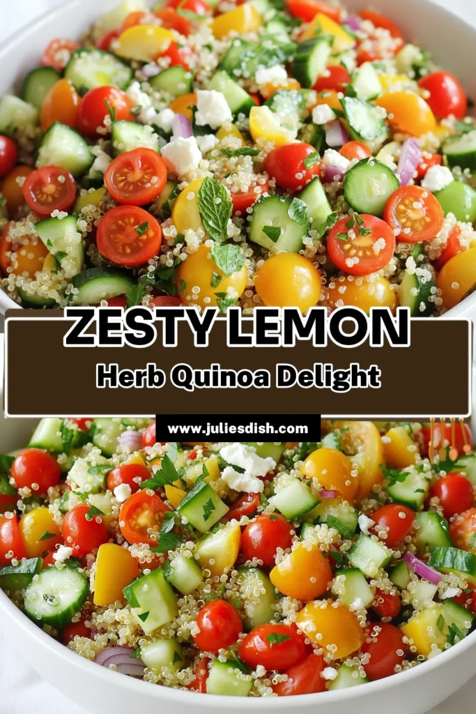 Discover the vibrant flavors of Lemon Herb Quinoa Salad with this easy recipe! Packed with fresh veggies, fragrant herbs, and a zesty lemon dressing, this healthy salad is perfect for any meal. Ready in just 30 minutes, it makes a delightful main or side dish. Click to explore step-by-step instructions and presentation tips that will impress everyone at your table! #QuinoaSalad #HealthyEating #EasyRecipes #SummerSalad