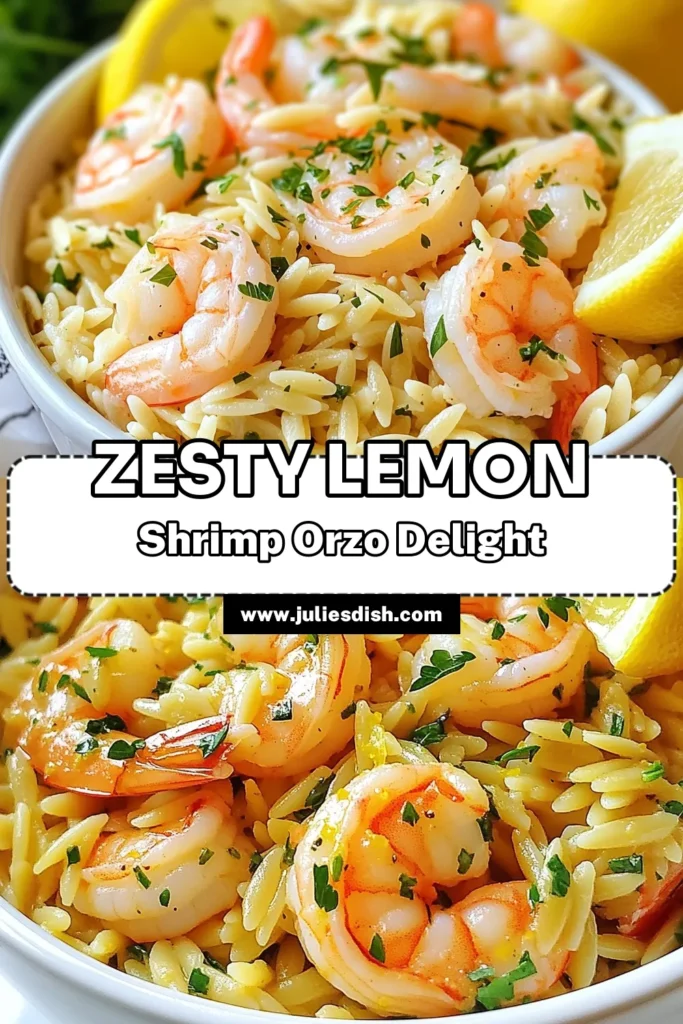Discover the delightful Lemon Herb Shrimp Recipe featuring tender shrimp and orzo pasta, perfect for a quick shrimp dinner. This easy lemon shrimp dish is an ideal choice for healthy seafood recipes that impress. In just 25 minutes, you can whip up this flavorful meal. Don't forget to save this recipe for a delicious weeknight dinner! #LemonHerbShrimp #OrzoPastaWithShrimp #QuickShrimpDinner #HealthySeafoodRecipes