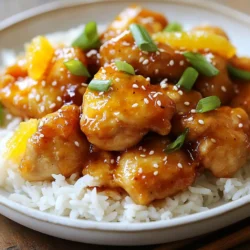 - 1 lb boneless, skinless chicken thighs, cut into bite-sized pieces - 1/2 cup cornstarch - 1 teaspoon garlic powder - 1 teaspoon ginger powder - 1/2 teaspoon salt - 1/2 teaspoon black pepper - 1 cup orange juice (freshly squeezed for the best flavor) - 2 tablespoons soy sauce - 1 tablespoon rice vinegar - 2 tablespoons honey or maple syrup - 1 teaspoon red chili flakes (adjust for heat preference) - 1 tablespoon sesame oil The heart of Hot Orange Chicken is the chicken thighs. They stay juicy and tender. The cornstarch adds crispiness. Garlic and ginger powders give it depth. The orange juice is the star, bringing bright flavor. Soy sauce and rice vinegar balance the dish. Honey or maple syrup adds sweetness. Finally, red chili flakes kick up the heat. - Scallions, sliced (for garnish) - Toasted sesame seeds (for garnish) Garnishes make your dish pop. Fresh scallions add color and flavor. Toasted sesame seeds add crunch and nutty notes. Both make your meal look and taste better. - Jasmine rice - Steamed vegetables Serve Hot Orange Chicken with jasmine rice. It soaks up the sauce and balances the heat. Steamed vegetables add freshness and nutrition. They make the meal complete and colorful. {{ingredient_image_1}} To start, mix the cornstarch, garlic powder, ginger powder, salt, and black pepper in a bowl. This mix gives the chicken a crunchy coating. Next, take your chicken pieces and toss them in this mixture. Make sure each piece gets a good coat. This step is key for that crispy texture. Heat sesame oil in a large skillet over medium-high heat. You want the oil hot but not smoking. Once hot, add the coated chicken pieces to the skillet. Fry them for about 5-7 minutes until they turn golden brown. Check that the chicken is cooked through by cutting one piece open. It should be white inside, not pink. Remove them from the skillet and set them on a plate lined with paper towels to soak up extra oil. In the same skillet, lower the heat to medium. Pour in the orange juice, soy sauce, rice vinegar, honey (or maple syrup), and red chili flakes. These ingredients create a sweet and tangy sauce. Stir well and let it simmer for 3-5 minutes. This helps the sauce thicken up a bit, making it rich and flavorful. Now, return the fried chicken to the skillet. Toss it in the sauce to coat every piece well. This is where the magic happens! Cook everything for another 1-2 minutes until it's heated through. The chicken will soak up all that fantastic flavor. To get crispy chicken, coat it well with the cornstarch mix. Fry it in hot sesame oil. Make sure the oil is hot before adding chicken. This helps create a nice golden crust. Check for doneness by cutting a piece open; the inside should be white, not pink. To adjust heat levels, add more or fewer chili flakes. Start with one teaspoon and taste as you go. For the best flavor, use fresh orange juice. Fresh juice brightens the sauce and adds depth. Don't skip the soy sauce and rice vinegar; they balance the sweetness. Serve Hot Orange Chicken over fluffy jasmine rice. The rice soaks up the sauce well. For a pop of color, garnish with sliced scallions and toasted sesame seeds. You can also add fresh cilantro for extra flair. This makes your dish look vibrant and inviting. Pro Tips Use Fresh Orange Juice: Freshly squeezed orange juice elevates the flavor of the sauce significantly compared to store-bought options. Adjust the Heat: Modify the amount of red chili flakes based on your heat preference; start with less and add more to taste. Coat Well: Ensure that the chicken pieces are thoroughly coated in the cornstarch mixture for an extra crispy texture when frying. Garnish for Flavor: Garnishing with sliced scallions and toasted sesame seeds not only adds color but also enhances the dish's flavor profile. {{image_2}} To make your Hot Orange Chicken spicier, add more red chili flakes. You can also try using different spicy ingredients. Consider sriracha or chili paste for a fiery kick. Adjust these to your heat tolerance. If you prefer a plant-based option, use tofu or seitan instead of chicken. Both fit well in this recipe. Just make sure to adjust cooking times. Tofu should be pressed to remove extra moisture. This helps it crisp up nicely. For a twist, try a honey mustard sauce. Simply mix honey, mustard, and a bit of vinegar. You can also add fruit components. Pineapple or mango juice can make the dish fruitier. These variations keep your meal exciting and fun! For storing leftovers, use airtight containers. This keeps the chicken fresh and tasty. You can store it in the fridge for up to three days. Always let it cool before sealing to prevent moisture build-up. To freeze Hot Orange Chicken, place it in freezer-safe bags or containers. Remove as much air as possible before sealing. It will last up to three months in the freezer. When ready to eat, thaw it overnight in the fridge. Reheat it in a skillet for the best texture. You can prepare Hot Orange Chicken in advance for quick meals. Cook the chicken and sauce, then store them separately. This keeps the chicken crispy. Use glass containers for easy reheating. You can mix it with rice or veggies for a complete meal later. You can use different meats or go vegetarian. Here are some options: - Alternative meats: Chicken breast works well. Pork tenderloin is another option. You can also use shrimp, which cooks quickly and adds a nice flavor. - Vegetarian options: Tofu is a great choice. Firm tofu absorbs flavors well. You can also use tempeh, which has a nutty taste and good texture. You can adjust the sauce easily. Here’s how: - Adjusting ingredients: Reduce the amount of honey or maple syrup. You can also add more soy sauce for saltiness. This will cut down the sweetness. - Balance with sour flavors: Add more rice vinegar or a splash of lemon juice. This adds a tangy taste that balances the sweet notes. Yes, you can make it ahead. Here are some tips: - Meal prep considerations: Cook the chicken and sauce separately. Store them in the fridge for up to three days. This keeps each component fresh. - Reheating instructions: When you’re ready to eat, heat the chicken in a skillet. Add the sauce and warm it gently. This keeps the chicken crispy and the sauce flavorful. You now have all the steps to make a delicious Hot Orange Chicken. We covered key ingredients, cooking methods, and tasty side dishes. Remember to adjust the flavors to suit your taste. Whether you like it spicy or sweet, there's a version that fits your craving. Don’t forget the garnishes to make it look great! Enjoy cooking and impressing your friends and family with your new skills!