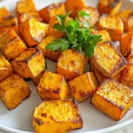 - 2 medium sweet potatoes - 2 tablespoons olive oil - 1 teaspoon smoked paprika - 1/2 teaspoon garlic powder - 1/2 teaspoon onion powder - 1/2 teaspoon sea salt - 1/4 teaspoon black pepper - 1/4 teaspoon cayenne pepper (optional for heat) Gather these items before you begin. The sweet potatoes are the star of this dish. Choose medium-sized ones for even cooking. The olive oil helps to crisp them up nicely. The spices add flavor and warmth. Smoked paprika gives a nice, smoky touch. Garlic powder and onion powder make them savory. Sea salt and black pepper bring out the natural taste. If you want a kick, add cayenne pepper. - Fresh parsley Fresh parsley adds a pop of color and freshness. It makes your dish look great. You can chop it finely and sprinkle it on top. This step is simple but makes a big difference! These ingredients are key to making crispy and delicious air fryer sweet potato cubes. They are easy to find and make your cooking fun. Enjoy the process! Start by peeling the sweet potatoes. Use a good peeler for this task. Cut the sweet potatoes into 1-inch cubes. Uniformity is key to ensure even cooking. If the pieces are too big or small, they won’t cook the same. Aim for a nice, even size. In a large bowl, combine the sweet potato cubes with 2 tablespoons of olive oil. Add the spices: 1 teaspoon of smoked paprika, 1/2 teaspoon of garlic powder, 1/2 teaspoon of onion powder, 1/2 teaspoon of sea salt, 1/4 teaspoon of black pepper, and 1/4 teaspoon of cayenne pepper if you want heat. Toss everything together. Make sure each cube is well-coated. This step adds flavor and helps with crispiness. Preheat your air fryer to 400°F (200°C) for about 5 minutes. This step helps the sweet potatoes cook faster and crisp up. Place the sweet potato cubes in the air fryer basket. Keep them in a single layer. Avoid overcrowding the basket to get the best results. Cook the cubes for 15 to 18 minutes. Be sure to shake the basket halfway through. This action promotes even cooking. Once they look golden brown and crispy, you can take them out. Let them cool for a couple of minutes before serving. To get crispy sweet potato cubes, avoid overcrowding the air fryer basket. When you pack too many in, they steam instead of fry. This makes them soft instead of crisp. Cook in batches if needed. Each cube needs space for hot air to circulate. It’s key for a great texture. Shaking the basket is also important. Halfway through cooking, pull the basket out and shake it well. This helps the cubes turn evenly. I do this at around 8 or 9 minutes into cooking. It makes a big difference in crispiness. You can enhance the flavor of sweet potato cubes with many spices. Besides the basics, try adding some cinnamon for a touch of sweetness. This works well if you want a sweeter dish. For a savory twist, consider adding cumin or chili powder. These spices bring a nice kick. You can also mix sweet and savory. A dash of brown sugar can balance out the spices nicely. Experimenting with flavors keeps things fun. Feel free to get creative with your spice mix! {{image_2}} You can make sweet potato cubes in the oven or on the stovetop if you want. Oven-roasted sweet potato cubes: Preheat your oven to 425°F (220°C). Toss your sweet potato cubes with olive oil and spices. Spread them on a baking sheet in a single layer. Bake for 25-30 minutes, flipping halfway for even cooking. They will turn golden and crispy. Stovetop alternatives: Heat a skillet over medium heat. Add olive oil and sweet potato cubes. Cook for about 15-20 minutes, stirring often. This method gives a nice caramelized texture, but they may not be as crispy as air-fried cubes. You can mix flavors to make your sweet potato cubes more interesting. Sweet vs. savory variations: For a sweet twist, add cinnamon and honey before cooking. If you prefer savory, garlic and herbs work great. You can even try a mix of both for a unique taste. Adding other vegetables: Toss in carrots, bell peppers, or even zucchini. Just make sure to cut them to a similar size for even cooking. This adds color and nutrients to your dish. After enjoying your air fryer sweet potato cubes, let any leftovers cool. Place the cubes in an airtight container. Store them in the fridge for up to three days. This keeps them fresh and tasty. If you want to keep them longer, consider freezing. Use a freezer-safe bag and remove as much air as possible. This way, your cubes stay good for about three months. To reheat sweet potato cubes, the air fryer is your best friend. Set it to 350°F (175°C). Heat them for about 5 to 8 minutes. This restores their crispiness. You can also use the oven. Spread them on a baking sheet and bake at 350°F for 10 to 15 minutes. Avoid using the microwave, as it can make them soggy. Enjoy those crispy bites again! Cooking times can change based on sweet potato type. For regular orange sweet potatoes, 15-18 minutes works well. For white sweet potatoes, you may need 18-20 minutes. Purple sweet potatoes often take a bit longer, around 20-23 minutes. Always check for doneness by looking for a crispy outside and a tender inside. Yes, you can make sweet potato cubes without oil. Skip the oil and coat the cubes with spices directly. They may not get as crispy, but they will be healthier. You can also use a light spray of cooking oil if you want some crispiness without much fat. You know the sweet potato cubes are done when they look golden brown and crispy. To check, pierce a cube with a fork. If it goes in easily, they are ready! Shaking the basket halfway through cooking helps ensure even doneness. Yes, you can freeze the sweet potato cubes. Allow them to cool first, then place them in a freezer-safe bag. They can last for up to three months. When ready to eat, reheat them in the air fryer until warm and crispy. In this blog post, we covered how to make air fryer sweet potato cubes. You learned about the key ingredients, preparation steps, and cooking tips. I shared ways to achieve crispy cubes and gave storage advice, too. Remember, you can experiment with flavors and cooking methods. These sweet potato cubes are simple and tasty. Enjoy your cooking adventure!
