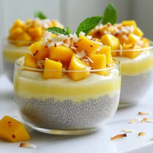 - 1 cup coconut milk - 1/4 cup chia seeds - 2 tablespoons honey or maple syrup - 1 ripe mango, diced - 1/2 teaspoon vanilla extract (optional) - A pinch of salt The base of this pudding starts with coconut milk. I love using canned coconut milk for its creamy texture. It gives the pudding a rich flavor. Next, we add chia seeds. They soak up the liquid and create a nice, thick consistency. For sweetness, I often choose between honey and maple syrup. Both work well, so pick your favorite. You can adjust the amount based on how sweet you want it. Fresh ripe mango adds a fruity touch. It’s perfect for this tropical treat. If you want to enhance the flavor, consider adding vanilla extract and a pinch of salt. The salt brings out the sweetness, while vanilla adds depth. - Toasted coconut flakes - Fresh mint leaves For a fun finish, I like to top my pudding with toasted coconut flakes. They add a crunchy texture that contrasts beautifully with the creamy pudding. Fresh mint leaves also make a nice garnish. They add a pop of color and a refreshing flavor. You can mix and match these garnishes to create your own unique look. Enjoy your Mango Coconut Chia Pudding! - Mixing the base mixture Start by taking a mixing bowl. Pour in 1 cup of coconut milk. Add in 1/4 cup of chia seeds along with 2 tablespoons of honey or maple syrup. You can also include 1/2 teaspoon of vanilla extract for extra flavor. Finally, sprinkle in a pinch of salt. Whisk everything well until it's fully combined. - Allowing the chia seeds to bloom After mixing, let the bowl sit for about 5 minutes. This allows the chia seeds to absorb the liquid. Give it another whisk to keep the seeds from clumping. This step is key for achieving a smooth pudding. - Importance of refrigeration for thickening Cover the bowl with plastic wrap, or transfer the mixture to a mason jar with a lid. Refrigeration helps the chia seeds expand and thicken the pudding. This is crucial for the right texture. - Recommended chilling time Chill the pudding for at least 4 hours or overnight. The longer you chill, the thicker your pudding will become. Trust me, patience pays off here! - How to serve the pudding with toppings Once your pudding is set, give it a gentle stir. If it's too thick, add a bit more coconut milk. Spoon the pudding into serving bowls. Top it with diced mango and sprinkle some toasted coconut flakes on top. For a colorful touch, add a mint leaf. Your guests will love the look and taste! To get the best texture, you want your chia pudding to be thick but smooth. Start by whisking the coconut milk and chia seeds well. This helps blend them together. After five minutes, whisk again. This step stops the seeds from clumping. If your pudding is too thick after chilling, stir in a bit more coconut milk until it feels just right. Sweetness is key to making this pudding shine. I love using honey or maple syrup. Start with two tablespoons, then taste. If you want it sweeter, add more. Remember, ripe mangoes are sweet too! Adjust based on your taste and fruit ripeness. Visual appeal makes a dish even better. Layer the pudding and diced mango in clear cups. This shows off the beautiful colors. Top it with toasted coconut flakes for crunch. A fresh mint leaf adds a pop of green. You can also serve it in mason jars for a fun twist! {{image_2}} You can change up the fruit in your mango coconut chia pudding. Try adding berries or sliced bananas for a new taste. Each fruit brings its unique flavor. Fresh strawberries or blueberries pair well with coconut. They add sweetness and color. You can also use different milk types. Almond milk gives a nutty flavor. Soy milk is a good choice too. Both options keep it creamy and tasty. If you want to try a different sweetener, agave syrup works great. It has a mild taste and mixes well. You can also use stevia for a low-calorie option. Adjust the amount to fit your taste. Both choices keep your pudding sweet without adding too many calories. For a twist, add cocoa powder or coffee to your pudding. Cocoa powder adds rich chocolate flavor. Mix it in with the base for a dessert-like treat. If you love coffee, try adding a small amount to the mix. It gives a nice kick to the pudding. Both options create a fun new dessert that surprises your taste buds. To store leftovers of mango coconut chia pudding, use a clean container. I recommend a mason jar or a sealed plastic container. These keep the pudding fresh and tasty. Make sure to keep the lid on tight. This helps avoid any weird smells from the fridge. In the refrigerator, the pudding lasts about five days. This makes it great for meal prep. Just remember to check for any changes in smell or texture before eating. If it looks or smells off, it’s best to toss it. You can freeze chia pudding, but it may change a bit. To freeze, pour the pudding into a freezer-safe container. Leave some space at the top for expansion. When you want to eat it, thaw it in the fridge overnight. Stir it well before serving. If the texture seems off, add a splash of coconut milk to bring back creaminess. Chia pudding needs at least 4 hours to set. This is when the chia seeds absorb liquid and swell. For best results, chill the mixture overnight. It will be thick and creamy. Yes, you can use different types of milk. Almond milk and soy milk work well too. Just keep in mind that coconut milk gives a rich and creamy texture. Yes, this recipe is vegan-friendly. Use maple syrup instead of honey for a sweet touch. All other ingredients are plant-based. You can adjust sweetness easily. Start with the recommended amount of honey or maple syrup. Taste, then add more if needed. You can also use other sweeteners like agave syrup. This pudding is nutritious. It is high in fiber, healthy fats, and protein. Chia seeds provide omega-3 fatty acids. Coconut milk adds vitamins and minerals. Each serving is a delicious and healthy option. This blog post showed you how to make mango coconut chia pudding. We covered key ingredients like coconut milk, chia seeds, and ripe mango. You learned steps for mixing, refrigeration, and serving. Tips helped you perfect the texture and sweetness. Variations let you play with flavors and substitute ingredients. Lastly, we discussed proper storage and answered common questions. I hope this guide inspires you to create delicious chia pudding at home. Enjoy your tasty, healthy treat!