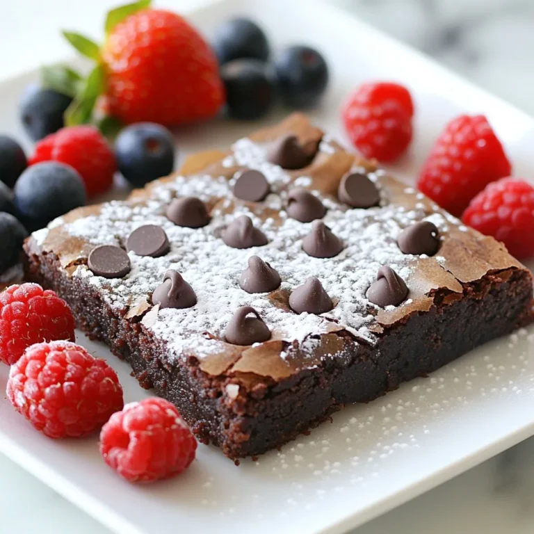 For these mochi brownies, you'll need a few simple ingredients. Each one plays a key role in giving us that unique chewy texture and rich flavor. - 1 cup glutinous rice flour (mochi flour) - 1 cup granulated sugar - 1/2 cup cocoa powder - 1/2 teaspoon baking powder - 1/4 teaspoon salt - 1/2 cup milk (or dairy-free alternative) - 1/4 cup vegetable oil - 2 large eggs - 1 teaspoon vanilla extract - 1/2 cup semi-sweet chocolate chips - Powdered sugar for dusting (optional) Using glutinous rice flour is essential. This flour gives the brownies their signature chewiness. Granulated sugar adds sweetness, while cocoa powder provides that rich chocolate flavor. Baking powder and salt help the brownies rise and enhance taste. Milk and vegetable oil keep the brownies moist. Eggs bind the ingredients, while vanilla extract adds a lovely aroma. Semi-sweet chocolate chips give bursts of chocolate in every bite. If you like, you can dust the brownies with powdered sugar for an elegant finish. These ingredients come together to create a delightful treat that is sure to impress! {{ingredient_image_1}} 1. Preheat your oven to 350°F (175°C). This temperature helps the brownies bake evenly. 2. Prepare an 8-inch square baking pan. Grease it and line with parchment paper. Leave some paper hanging over the sides. This helps with easy removal. 3. In a large bowl, mix the dry ingredients. Combine 1 cup of glutinous rice flour, 1 cup of granulated sugar, 1/2 cup of cocoa powder, 1/2 teaspoon of baking powder, and 1/4 teaspoon of salt. Whisk until everything is well mixed. 1. In another bowl, whisk together the wet ingredients. Use 1/2 cup of milk, 1/4 cup of vegetable oil, 2 large eggs, and 1 teaspoon of vanilla extract. Mix until smooth. 2. Carefully add the wet mixture to the dry ingredients. Stir gently until just combined. A few lumps are okay, so don’t over-mix. 3. Fold in 1/2 cup of semi-sweet chocolate chips. Make sure they are evenly spread in the batter. 1. Pour the batter into the prepared baking pan. Use a spatula to smooth the top. 2. Bake in the preheated oven for 30-35 minutes. Check doneness with a toothpick. It should come out with some moist crumbs. 3. Once done, take the brownies out of the oven. Let them cool in the pan for about 10 minutes. Use the parchment paper to lift them out. Place on a wire rack to cool completely. To make perfect mochi brownies, focus on the batter's consistency. The batter should be thick but smooth. If it feels too runny, it may not set well. Mix just until combined, leaving some lumps. This helps keep the chewy texture. Baking time and temperature are also key. Preheat your oven to 350°F (175°C). Bake the brownies for 30 to 35 minutes. To check doneness, insert a toothpick in the center. It should come out with moist crumbs, not wet batter. Overbaking can lead to dry brownies. For a great presentation, serve the mochi brownies on a nice platter. Add fresh berries or mint leaves on top. This adds color and freshness. You can also dust them with powdered sugar for a sweet touch. Pair these brownies with a scoop of vanilla ice cream. The creamy ice cream balances the chewy texture of the brownies. You can also serve them with fresh fruit for a lighter option. Enjoy! Pro Tips Use Fresh Ingredients: Always opt for fresh eggs and high-quality cocoa powder to enhance the flavor of your brownies. Don’t Overmix: Mix the batter until just combined to ensure your brownies remain chewy and not cake-like. Check Doneness Carefully: Insert a toothpick into the center; it should come out with a few moist crumbs for that perfect chewy texture. Store Properly: Keep the brownies in an airtight container at room temperature to maintain their chewy texture for several days. {{image_2}} You can change up the flavor of your mochi brownies. One easy way is by adding different types of chocolate. You can swap semi-sweet chocolate chips for dark or white chocolate. Each type gives a unique taste. For a fun twist, try using mint chocolate chips or peanut butter chips. These will add exciting new flavors to your treats. You can also incorporate nuts or fruits into your brownies. Chopped walnuts or pecans add crunch and flavor. Dried fruits like cherries or cranberries bring a nice sweetness. Fresh fruits like raspberries or strawberries can be mixed in too. Just be careful not to add too much, so the batter stays thick and chewy. If you need to make gluten-free mochi brownies, it’s simple. Use glutinous rice flour, which is naturally gluten-free. Double-check that your other ingredients, like baking powder, are also gluten-free. This way, everyone can enjoy your mochi brownies without worry. For dairy-free options, substitute regular milk with almond or oat milk. You can use coconut oil instead of vegetable oil if you like. These small changes keep your brownies tasty and safe for those avoiding dairy. Enjoying mochi brownies can be easy for everyone! To keep your mochi brownies fresh, store them in an airtight container. Place a piece of parchment paper between layers to prevent sticking. Refrigeration works well for short-term storage, keeping them moist and chewy for about one week. If you want to enjoy these treats later, freezing is a great option. Cut the brownies into squares and wrap each piece in plastic wrap. Then, place them in a freezer-safe bag or container. They can last up to three months in the freezer. To enjoy soft, warm brownies, reheat them in the microwave. Heat one square at a time for about 10-15 seconds. Check the brownie to see if it's warm enough. If not, add a few more seconds. You can also serve leftovers in fun ways. Crumble them over ice cream for a sundae. Use them in a parfait with yogurt and berries for a tasty twist. Mochi brownies use glutinous rice flour, while regular brownies use all-purpose flour. This gives mochi brownies a unique chewy texture. Regular brownies are usually fudgy or cakey. Mochi brownies blend flavors from both desserts. They are sweet, soft, and stretchy. This makes them a fun treat for any chocolate lover. Yes, you can make mochi brownies in advance! They store well in an airtight container. Keep them in the fridge for up to a week. You can also freeze them for longer storage. Just let them cool completely before wrapping. When ready to eat, thaw in the fridge or at room temperature. To check if the brownies are baked, use a toothpick. Insert it into the center of the brownies. If it comes out with a few moist crumbs, they are done. If it comes out clean, they may be overbaked. Keep an eye on the time, baking for 30-35 minutes usually works. Let them cool for about 10 minutes before removing from the pan. Mochi brownies combine classic flavors with a chewy, delightful twist. We explored key ingredients like glutinous rice flour, sugar, and cocoa powder. You learned step-by-step instructions for perfect baking. We shared tips for serving and delicious variations to try. Finally, we discussed storage methods to keep brownies fresh. Enjoy your baking adventure and have fun experimenting with flavors! These treats are sure to impress everyone.