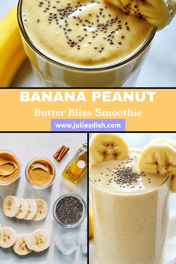 Discover the deliciously creamy peanut butter banana smoothie that's perfect for breakfast or a snack! This healthy smoothie with peanut butter is packed with nutrients and a touch of sweetness, thanks to ripe bananas and almond milk. Our creamy banana smoothie recipe also features chia seeds for added texture. Blend it all up for a quick and satisfying treat. Try this almond milk smoothie recipe today and feel the energy boost! Save this recipe now! #PeanutButterBananaSmoothie #HealthySmoothie #ChiaSeedSmoothie #SmoothieRecipe