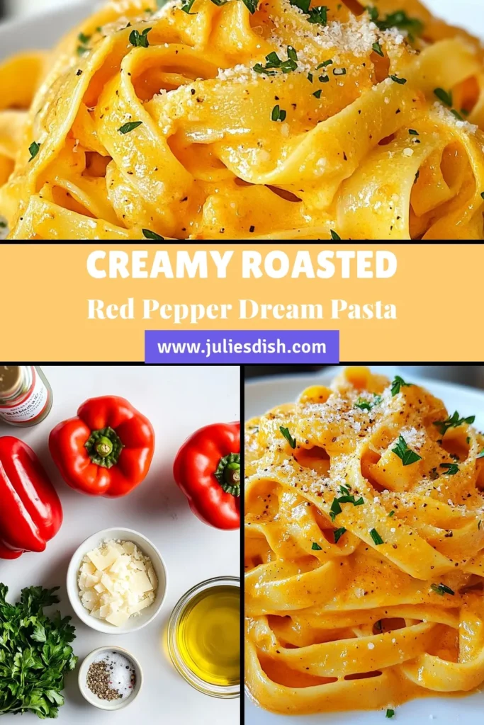 Discover the deliciousness of creamy roasted red pepper pasta with this easy pasta recipe! Made with roasted red pepper sauce, it's perfect for quick dinner recipes and even features dairy-free pasta options. In just 50 minutes, you can create a flavorful meal that everyone will love. Save this roasted red pepper sauce recipe for your next dinner night! Enjoy and share your creations! #PastaRecipes #DairyFree #QuickDinners #HealthyEating