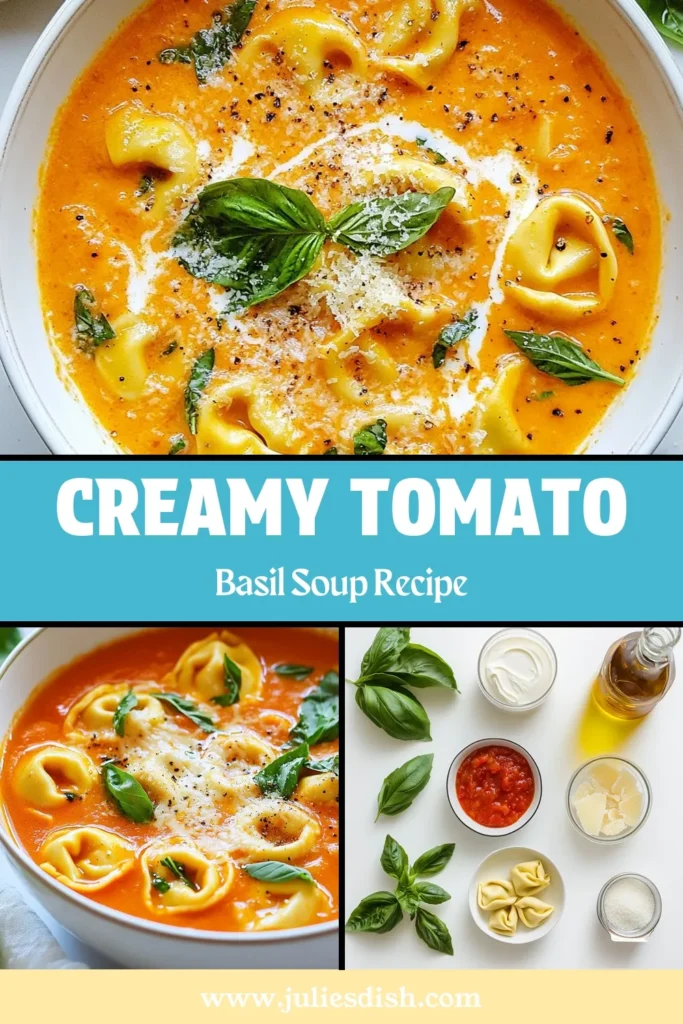 Warm up with this delicious creamy tomato basil soup that’s packed with flavor! This easy tortellini soup recipe features cheese tortellini in a rich vegetable broth soup made with crushed tomatoes, garlic, and fresh basil. Perfect for chilly nights, it can be ready in just 30 minutes. Try this creamy tomato basil tortellini soup today and enjoy a comforting bowl of goodness! Don’t forget to save this recipe! #CreamyTomatoBasilSoup #TortelliniSoupRecipe #EasyTomatoBasilSoup #VegetableBrothSoupRecipe