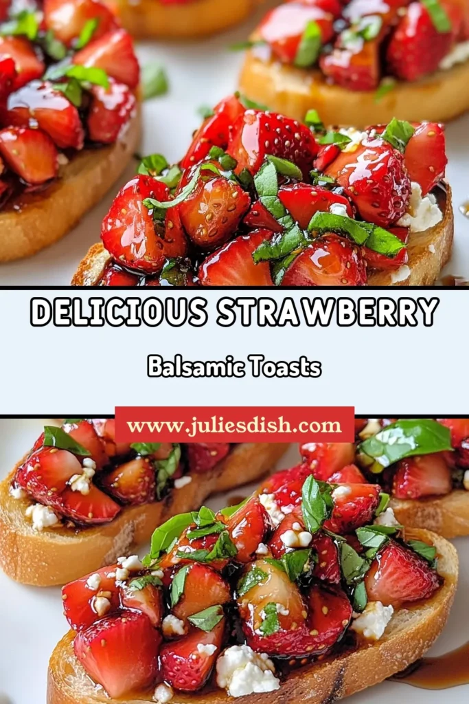 Elevate your summer gatherings with this delicious Balsamic Strawberry Bruschetta recipe! This easy bruschetta appetizer features fresh strawberries, tangy balsamic vinegar, and creamy goat cheese for a perfect bite. Ideal for summer parties, this strawberry bruschetta will impress your guests. Save this easy recipe and bring a burst of flavor to your next event! #BalsamicStrawberryBruschetta #StrawberryBruschettaRecipe #EasyBruschettaAppetizer #SummerPartyAppetizer