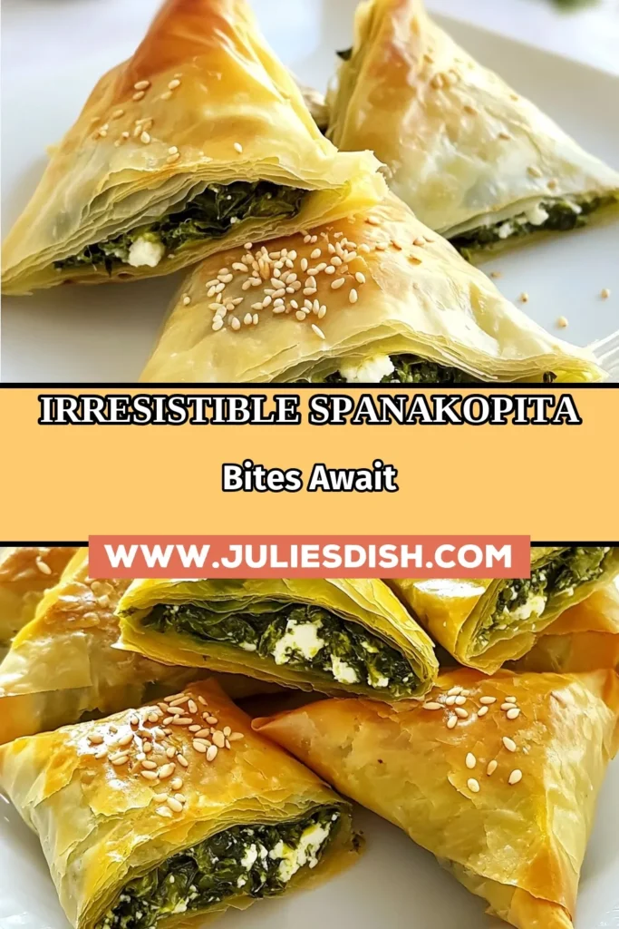 Indulge in this easy and delicious Greek spanakopita recipe that features savory spanakopita triangles stuffed with a delightful mixture of feta cheese, spinach, and creamy ricotta. Perfect for parties or as a tasty homemade spanakopita appetizer, these delectable phyllo dough pastries will impress your guests. Ready to elevate your snack game? Try this simple recipe today! #SpanakopitaTriangles #FetaCheese #PhylloDoughAppetizers #GreekCuisine