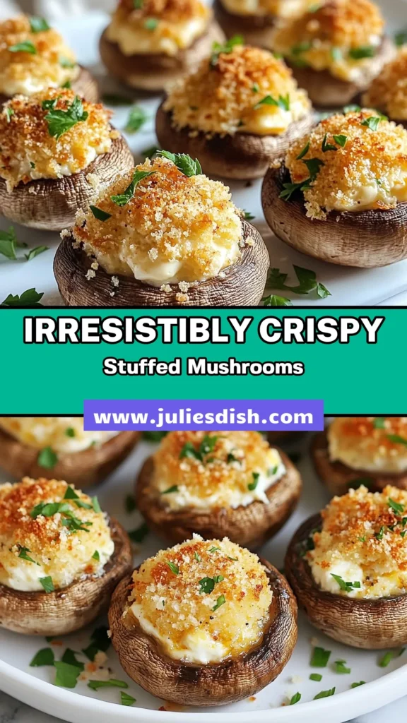 Discover the deliciousness of air fryer stuffed mushrooms! This creamy stuffed mushrooms recipe is the perfect easy appetizer for any gathering. Made with panko for that irresistible crunch, these air fryer appetizers are both tasty and quick to prepare. In just 25 minutes, you can impress your guests with these flavorful bites. Try this recipe today and make your gatherings unforgettable! Save this for your next party idea. #AirFryerStuffedMushrooms #EasyAppetizerRecipes #PankoStuffedMushrooms #AirFryerAppetizers